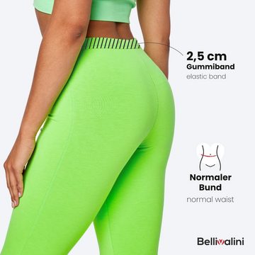 Bellivalini Leggings Damen Neon Hose 3/4 Radlerhose Jogginghose 80er Jahre BLV50-302 (1-tlg) mit Naht, Ideal für Sport Party Gym