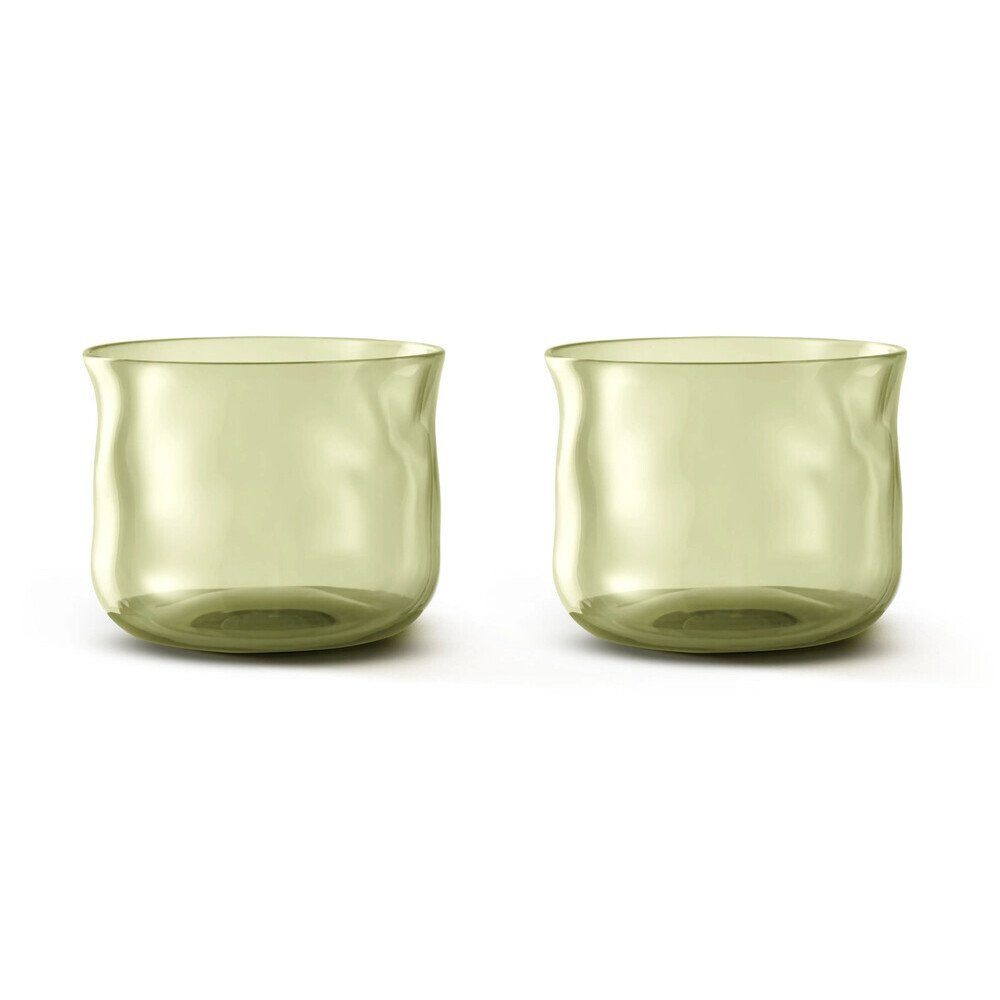 Paveau Glas Wasserglas 2er-Set Swirl Moss, 2-tlg., Borosilikatglas, Wasserglas, 2-tlg., 0,24 l, Borosilikatglas, grün