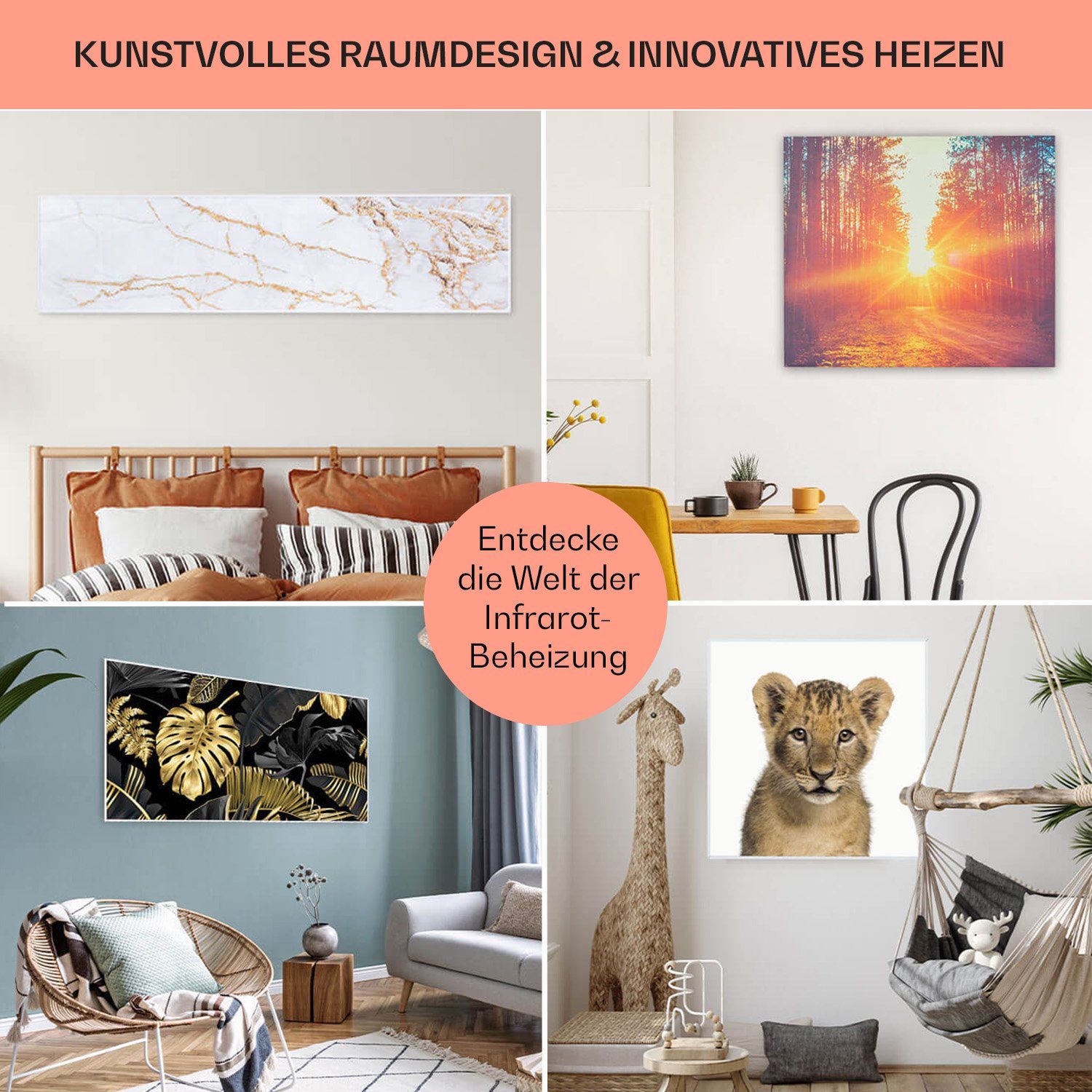 Heizkörper Thermostat elektrische Air Bild Art Wonderwall Wandheizung Infinite, Infrarot Heizung Klarstein elektrisch