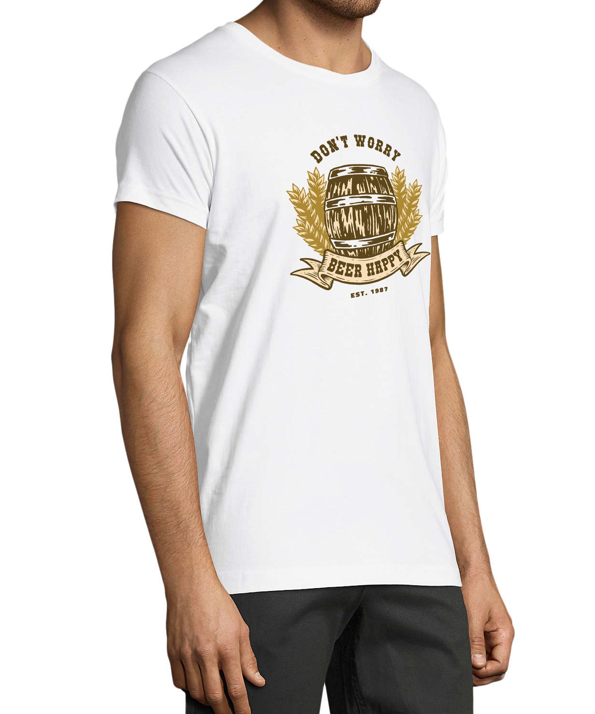 MyDesign24 T-Shirt Herren Oktoberfest Shirt mit - Regular Spruch Fit, mit Aufdruck Bierfass print Baumwollshirt weiss i301