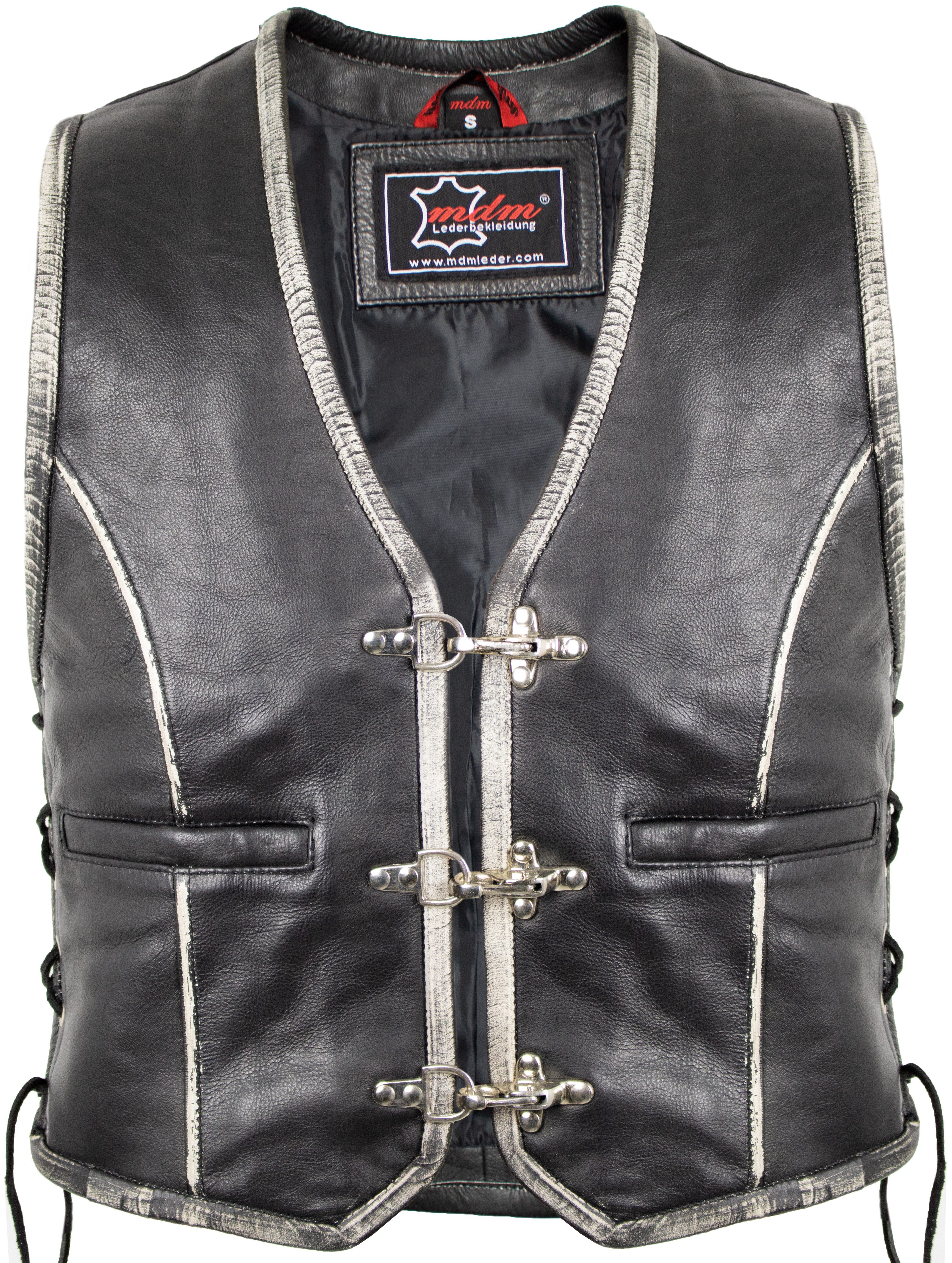 MDM Lederweste Herren Biker Lederweste Kutte (Totenkopf Prägung am Rücken, günstig online kaufen