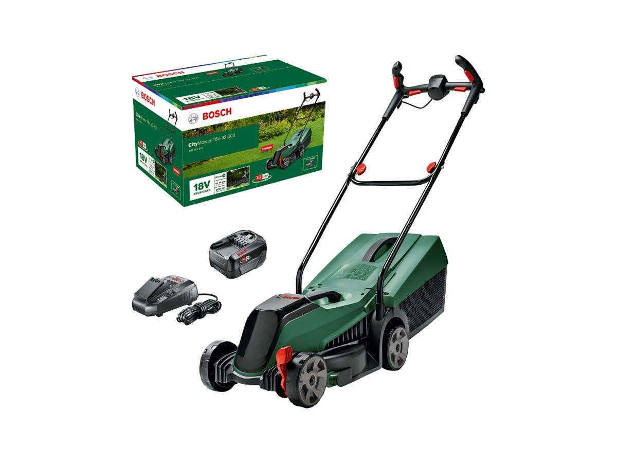 BOSCH Akkurasenmäher CityMower 18V-32-300, 32 cm Schnittbreite, (Akku-Rasenmäher-Set)