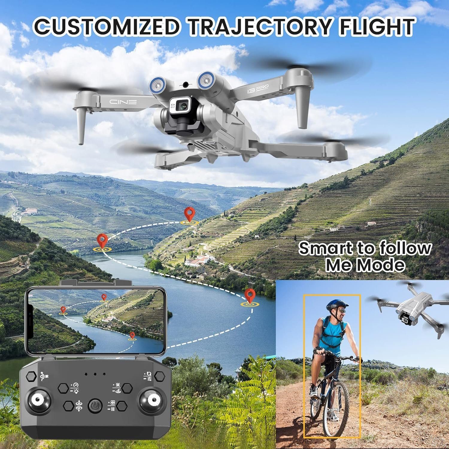 Live-Video Kamera Höhenhaltung RC (1280 Quadcopter FPV Headless-Modus) Drohne WIFI x 720, Mingfuxin
