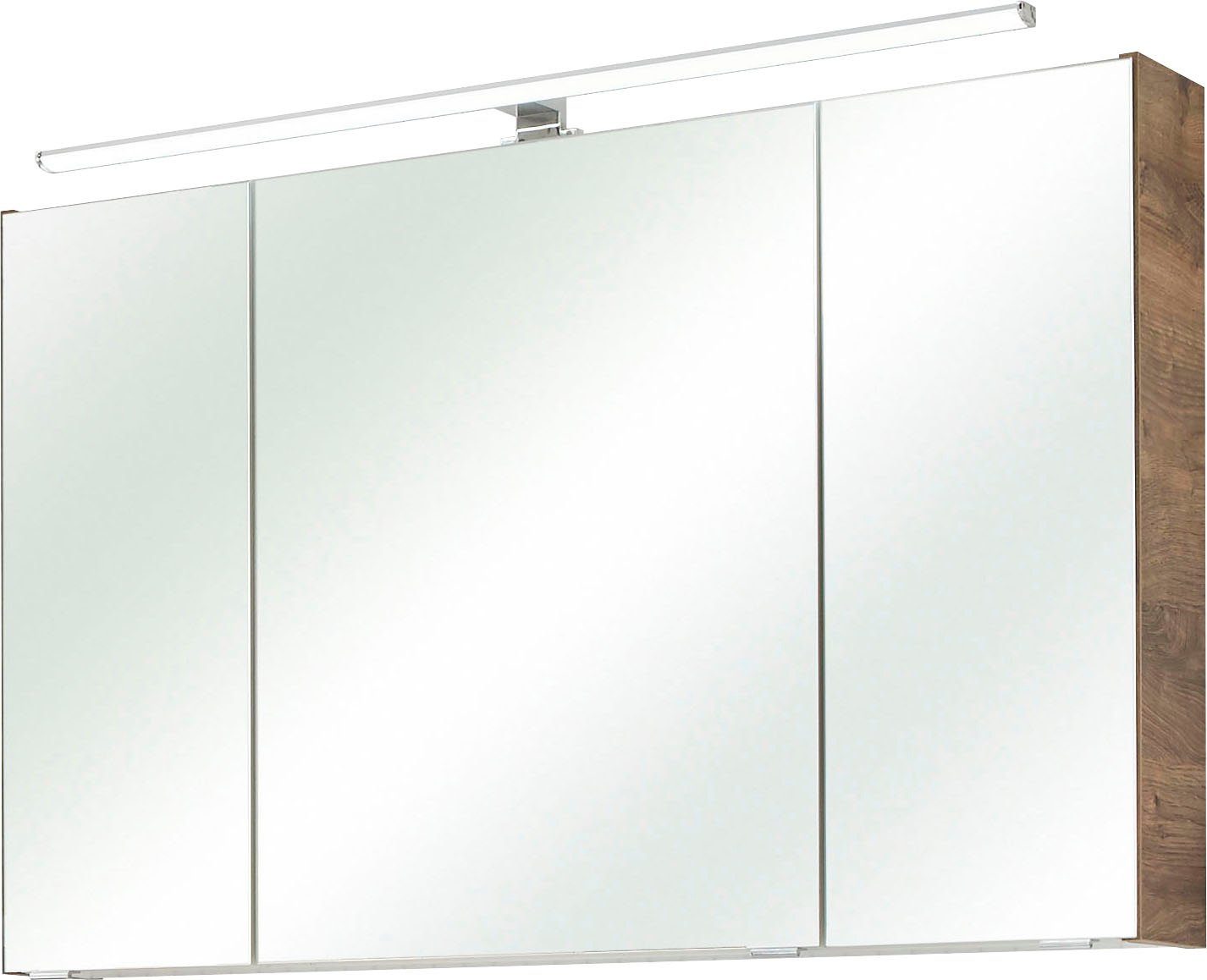 Eiche 3-türig, | Eiche Ribbeck PELIPAL 105 Ribbeck Schalter-/Steckdosenbox LED-Beleuchtung, Spiegelschrank Breite Quickset cm,