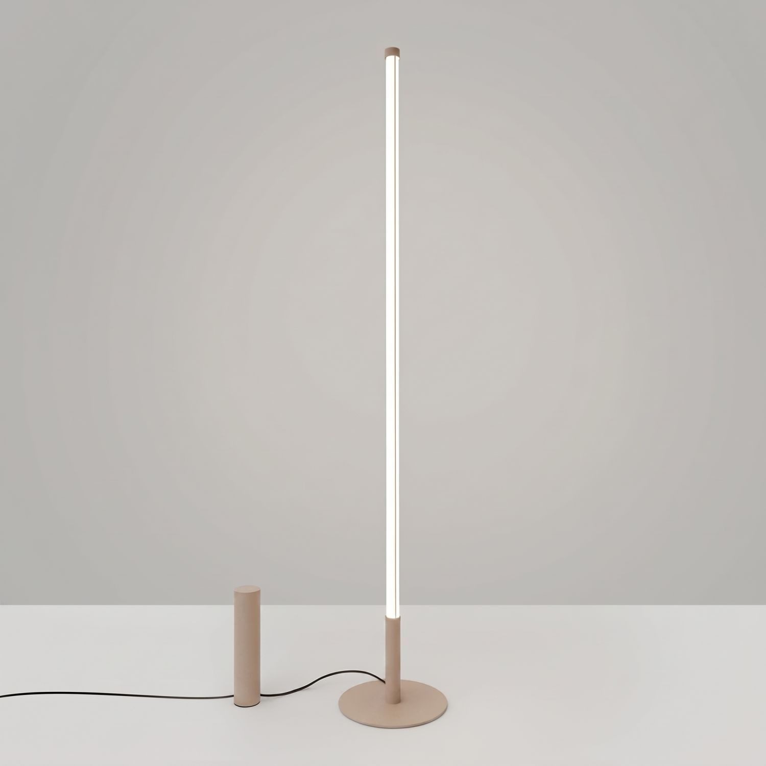 Licht-Erlebnisse Stehlampe ORSAY, LED fest integriert, Neutralweiß, Metall LED Dimmer 150 cm Taupe rund 4000 K 4710 lm Modern