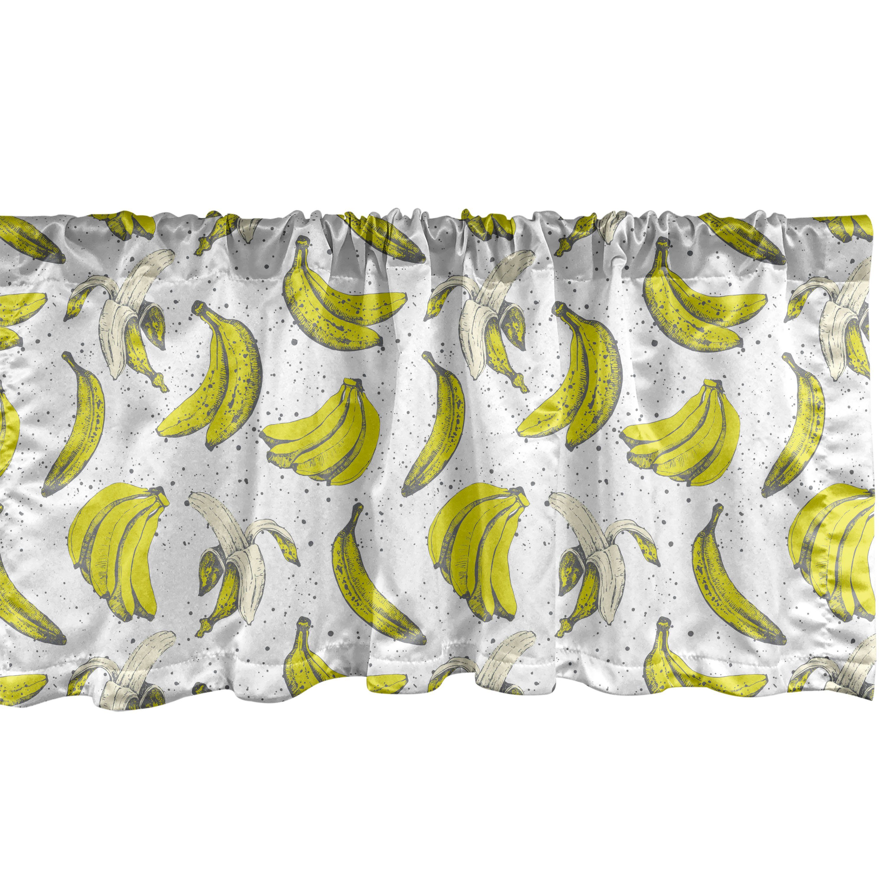 Scheibengardine Vorhang Volant für Küche Schlafzimmer Dekor mit Stangentasche, Abakuhaus, Microfaser, Banane Geschälte ganze Frucht-Skizze