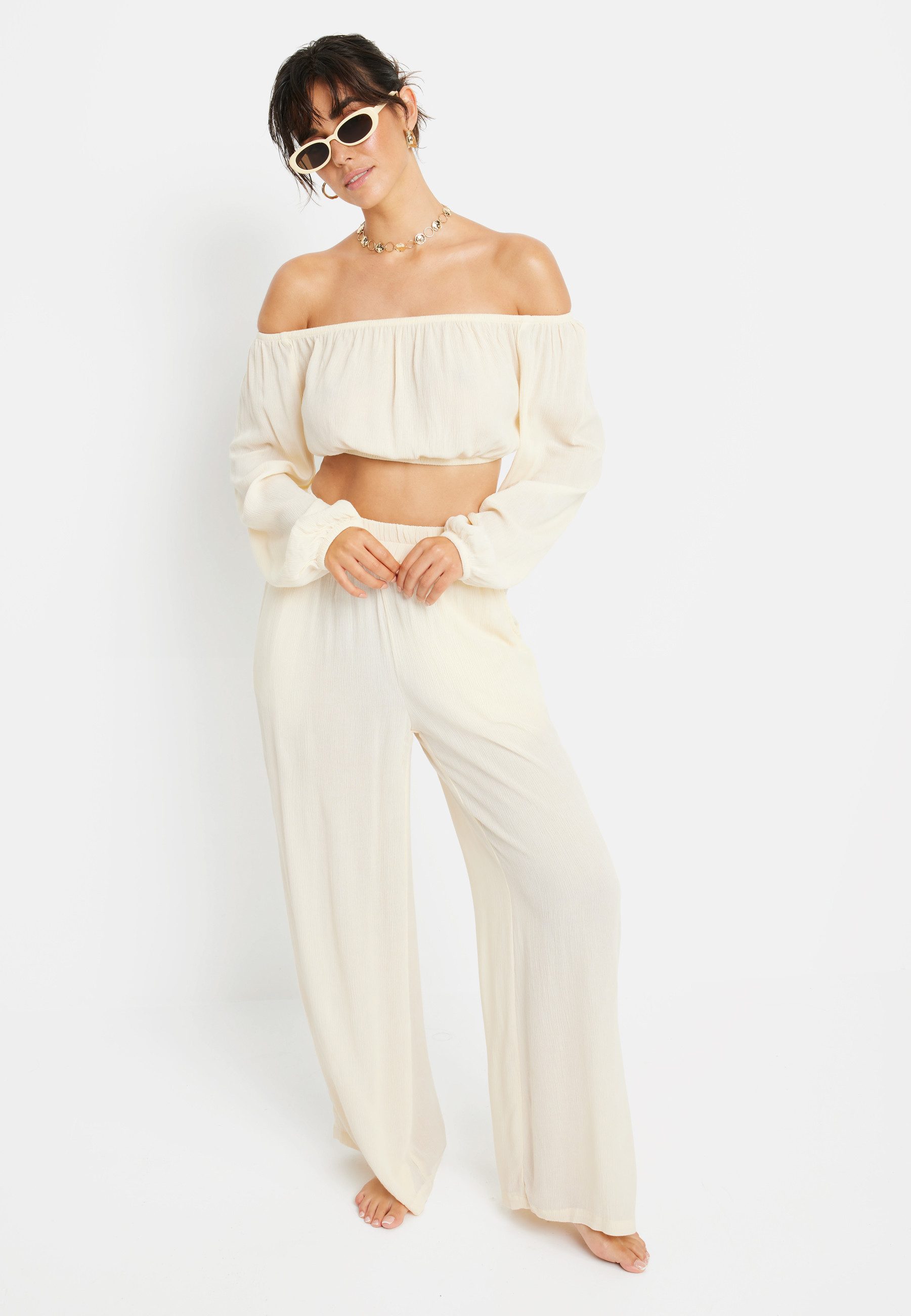 LSCN by LASCANA Carmenbluse in verkürzter Länge