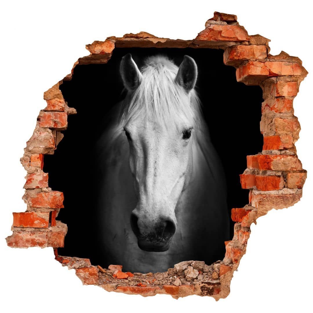 K&L Wall Art Wandtattoo 3D Wandtattoo Märchen Pegasus Einhorn Wandsticker weißes Pferd, Mauerdurchbruch Wandbild selbstklebend