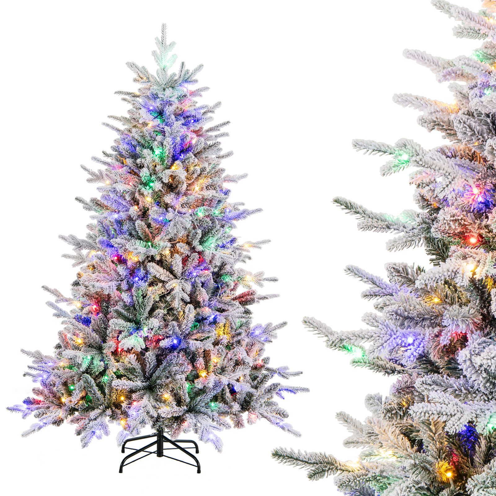 COSTWAY Künstlicher Weihnachtsbaum, 186cm mit 260 LEDs, 820 Spitzen & Ständer