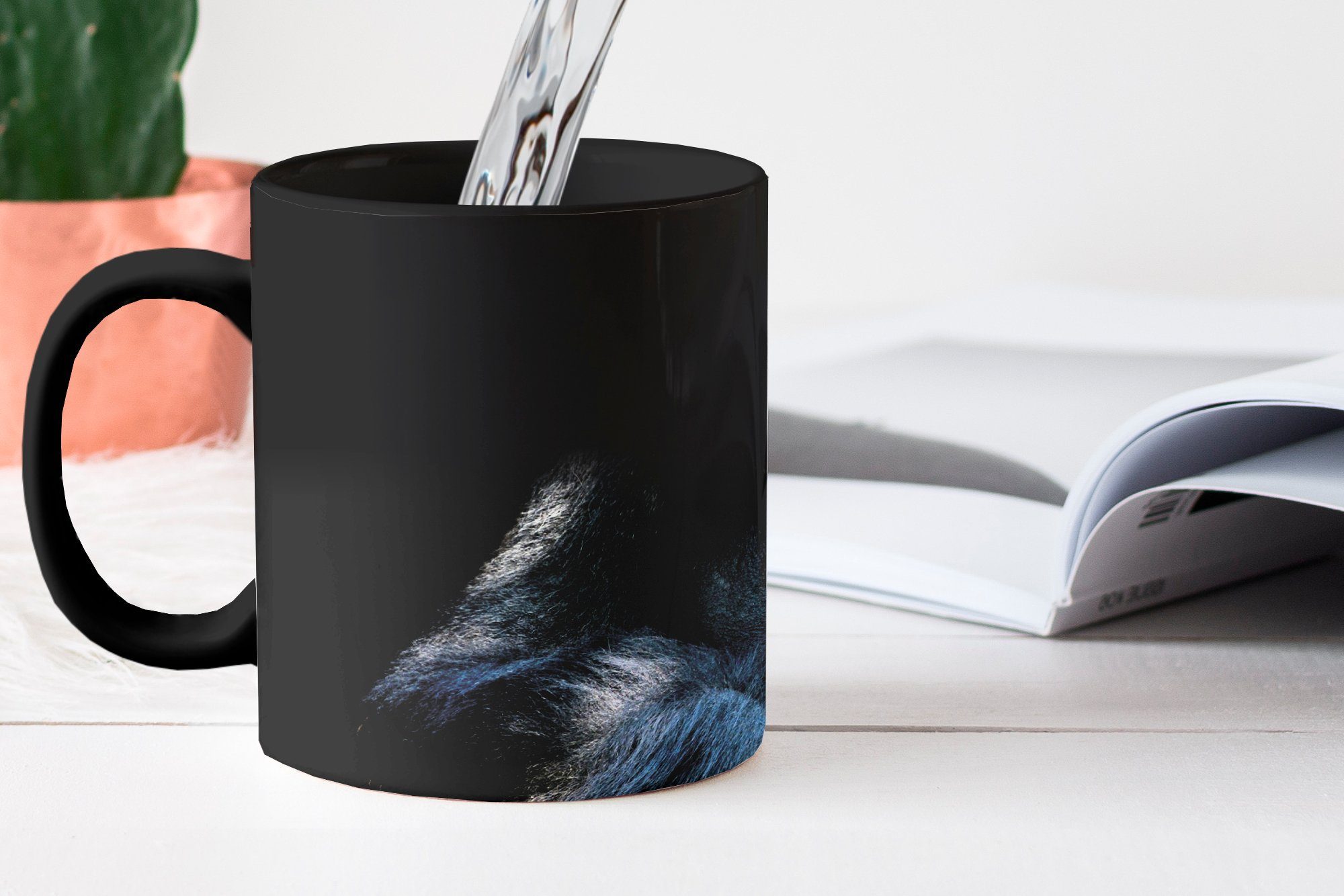MuchoWow Tasse Ein Keramik, in eindrucksvoll Kamera, Zaubertasse, Gorilla Teetasse, die Kaffeetassen, schaut Farbwechsel, Geschenk