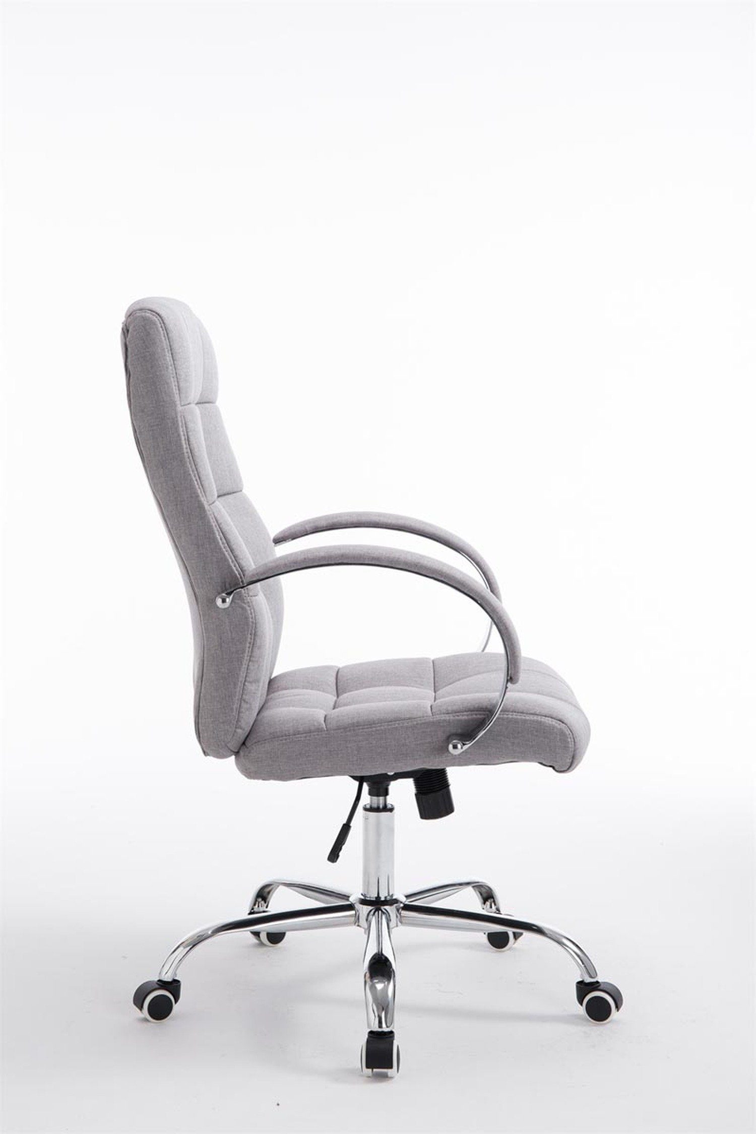 Gestell: Sitz: Mikan höhenverstellbar Bürostuhl - Metall drehbar chrom (Schreibtischstuhl, Stoff TPFLiving - und mit XXL), Drehstuhl, bequemer Chefsessel, grau Rückenlehne Bürostuhl 360°
