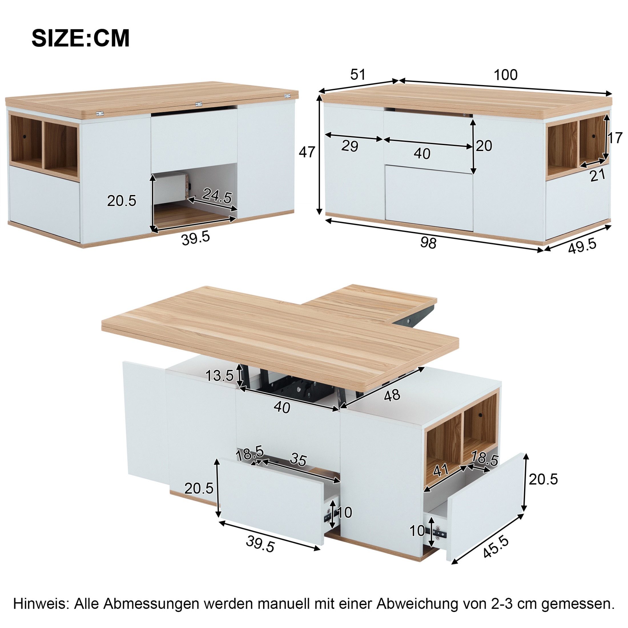 autolock Couchtisch Couchtisch Hebbarer Sofatisch, Tischplatte öffnet sich günstig online kaufen