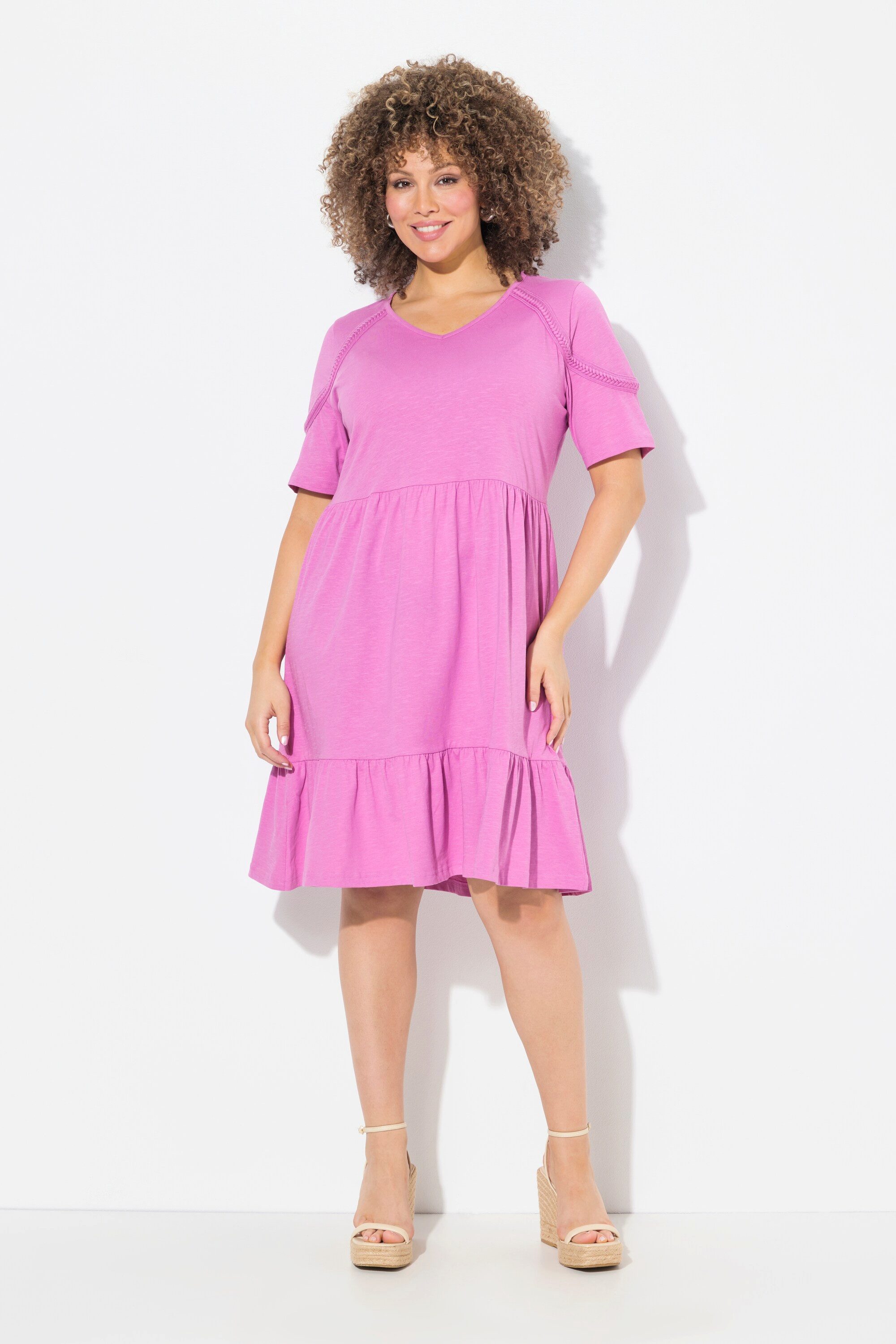 Ulla Popken Jerseykleid Jerseykleid Zierband A-Linie günstig online kaufen