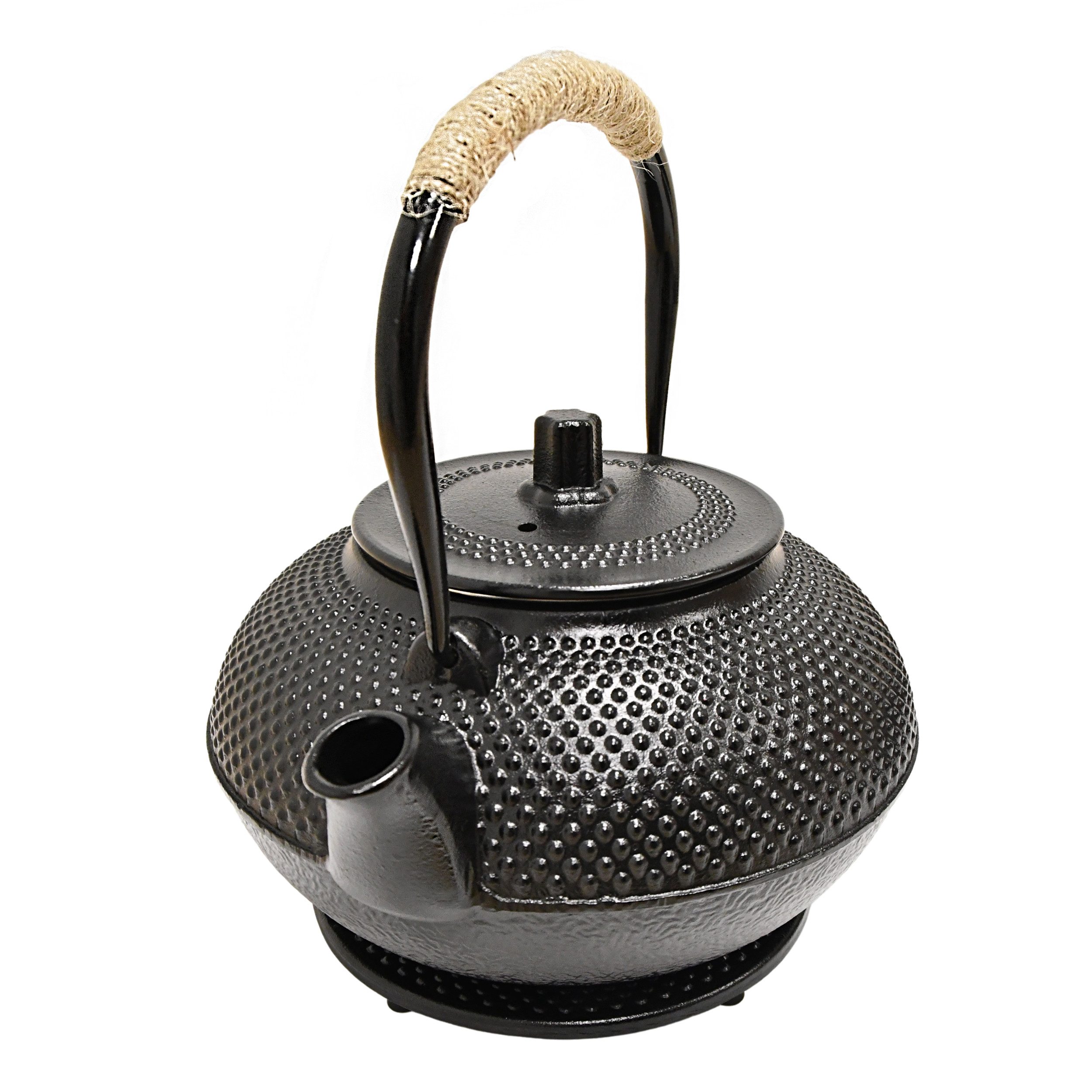 AD.CON Teeservice Gusseisen Teekanne Schwarz 1.4L mit Edelstahl Sieb Japanisch AD.CON (4-tlg), 4 Personen
