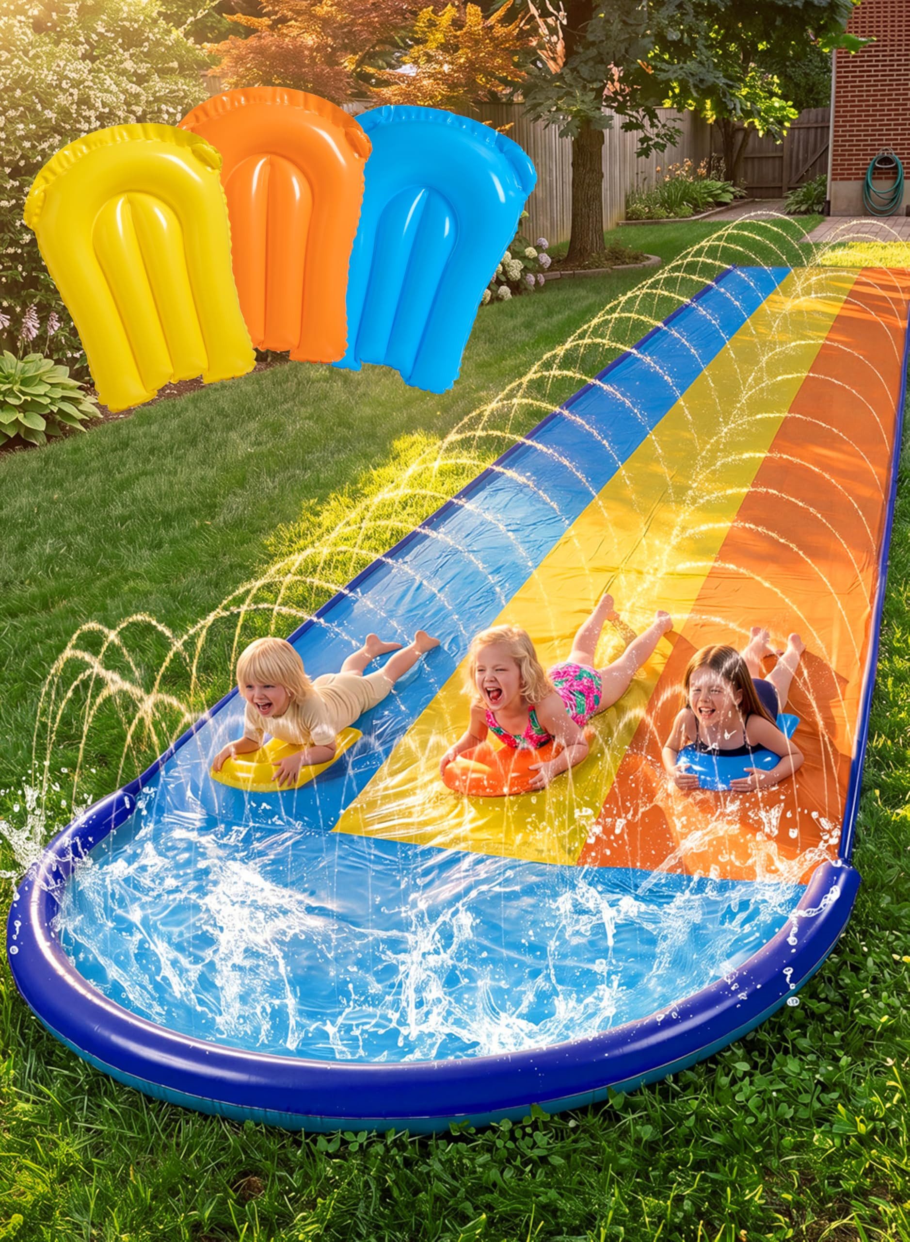 sloosh Wasserrutsche SLOOSH 22,5ft/685,8cm Dreispurige Wasserrutsche mit 3 Bodyboards
