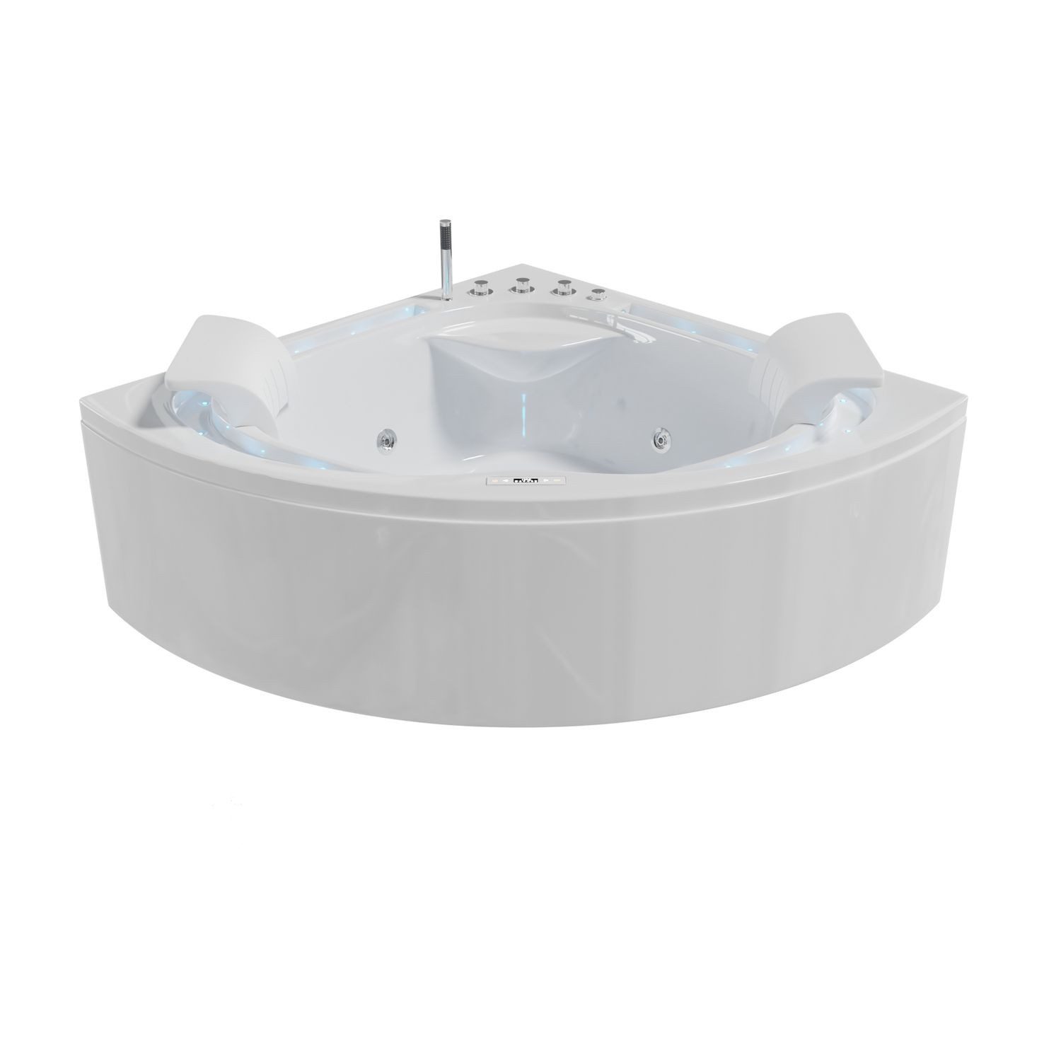TroniTechnik Whirlpool-Badewanne ANDROS, 160 cm x 160 cm, Whirlpoolpumpe, 1-2 Personen, (inkl. Zubehör, vormontierte Badewanne mit Unterwasser LED), Premium Whirlpoolpumpe, Unterwasser LED, Massagedüsen