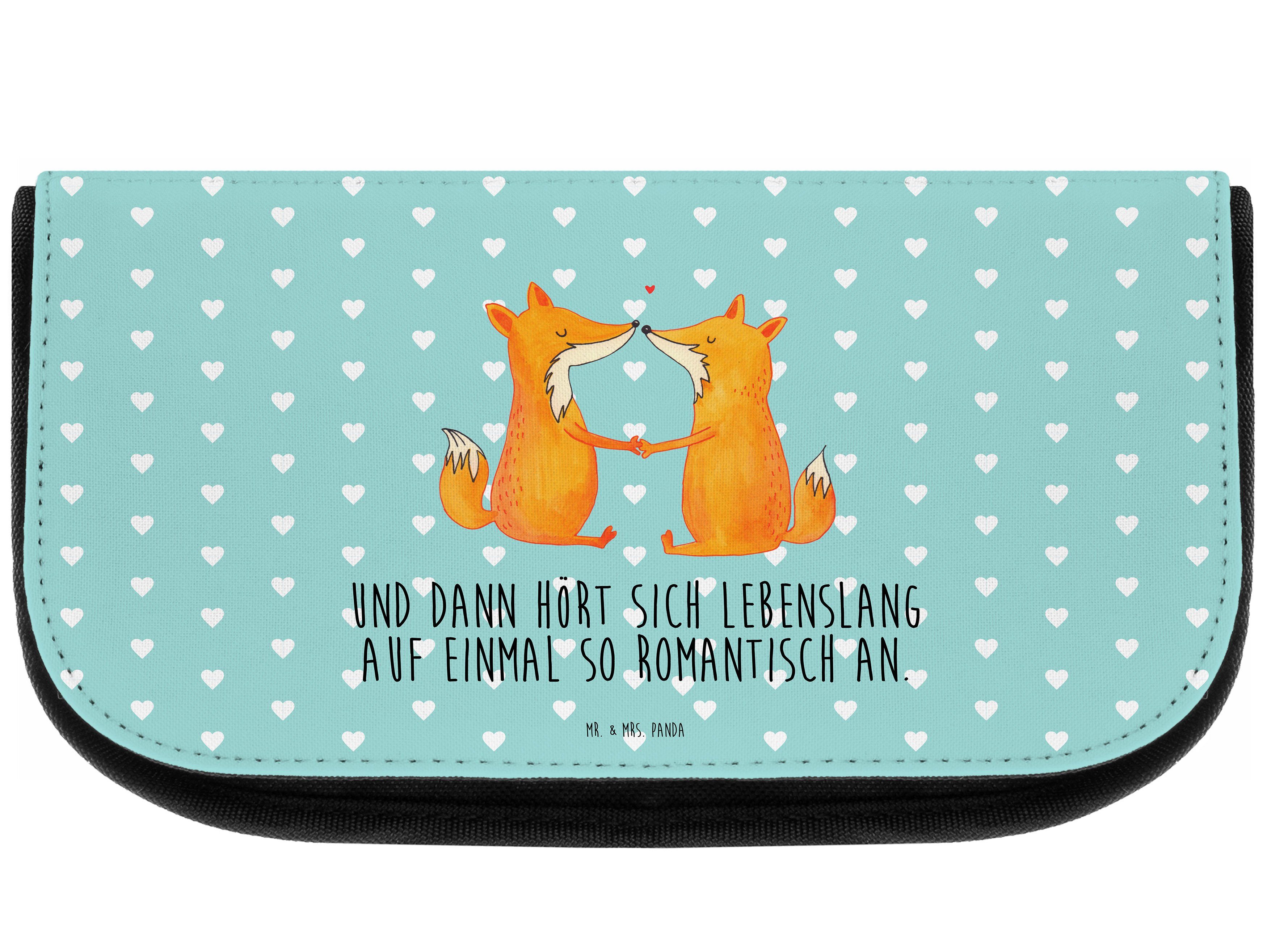 - Füchse Geschenk, - Liebespaar, Kulturtasche, Panda Kosmetiktasche Pastell Mrs. & Türkis Liebe (1-tlg) Mr. E