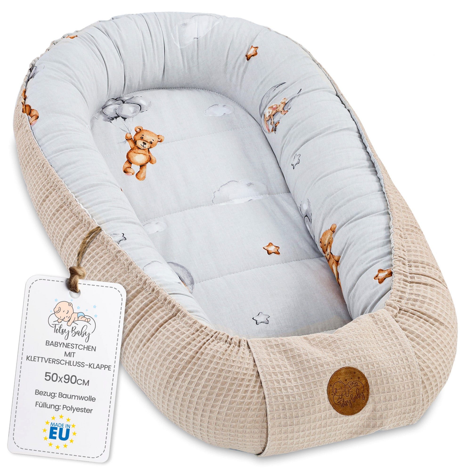 Kuschelnest Babynest Neugeborene Nestchen Baby - 90x50 cm Kokon Handmade