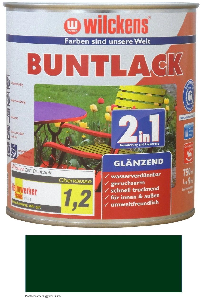 Wilckens Farben Lack 2in1 Buntlack 750 ml Glänzend Moosgrün
