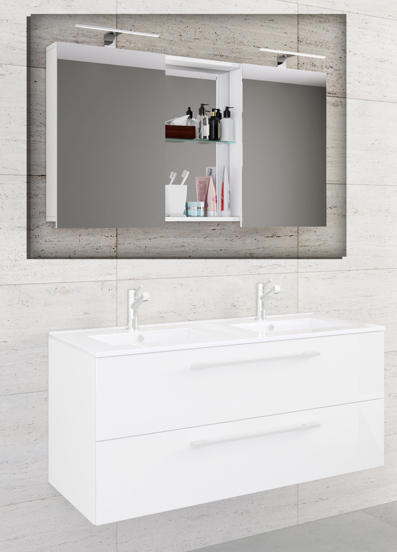 Spiegelschrank Spiegel Weiß VCM mit Spiegelschrank Ablage (1-St) Breiter Budasi