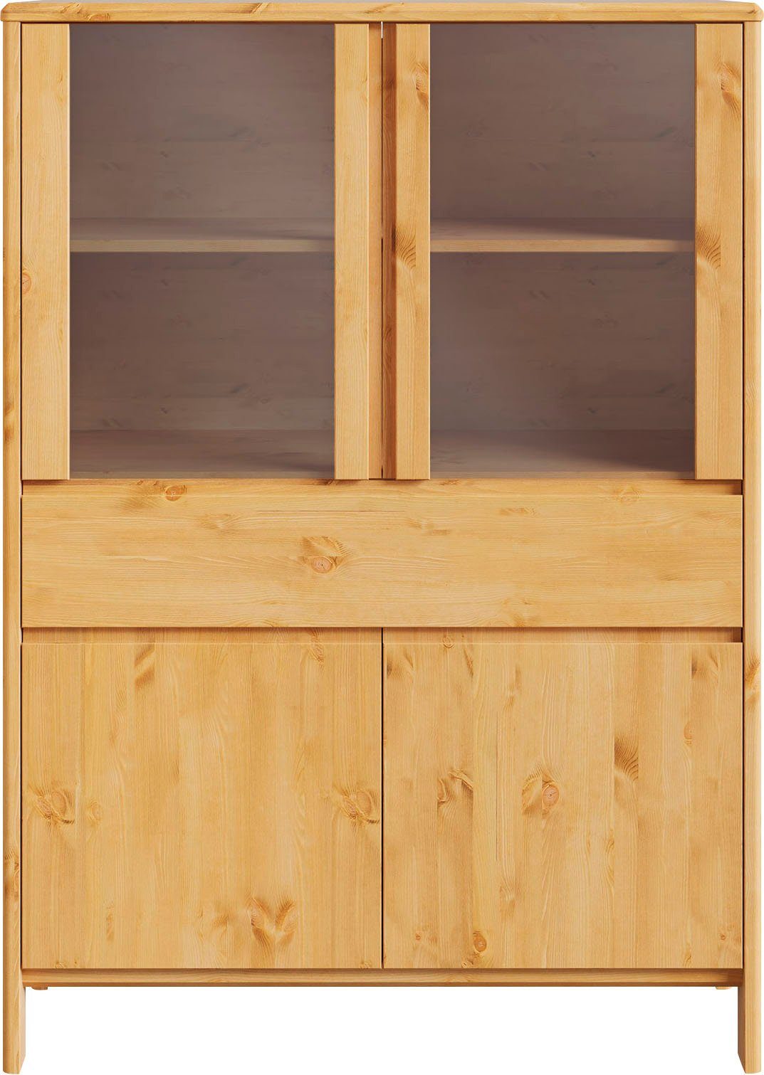 Home affaire Hochschrank Luven Höhe 137 cm, Massivholz, 4 Türen und 1 Schublade natur | Hochschränke