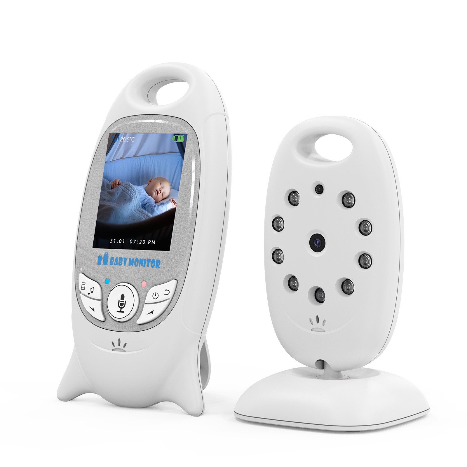 Babyphone 2.0" Video-Babyphone mit Kamera, Nachtsicht, Temperaturüberwachung