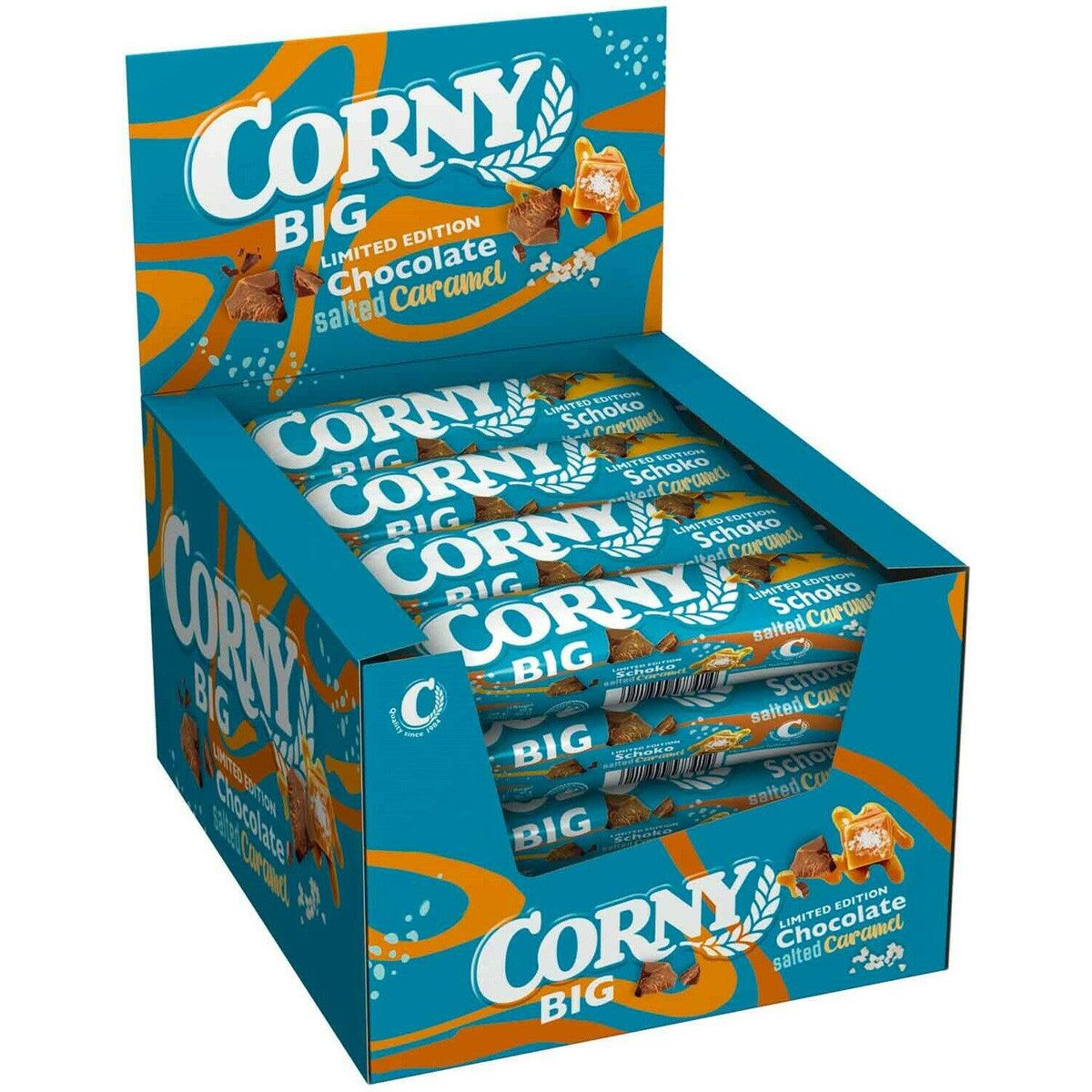 CORNY Cerealien, Corny BIG Schoko Salted Caramel Müsliriegel extra groß 40g 24er Pack