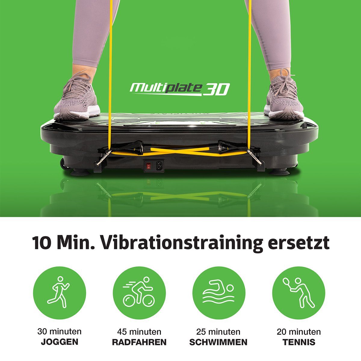 Donnerberg Vibrationsplatte Sport MP-999 SET, 32 Intensitätsstufen, (2 tlg), 3 Vibrationsarten + Zubehör für Ganzkörpertraining + Sitz