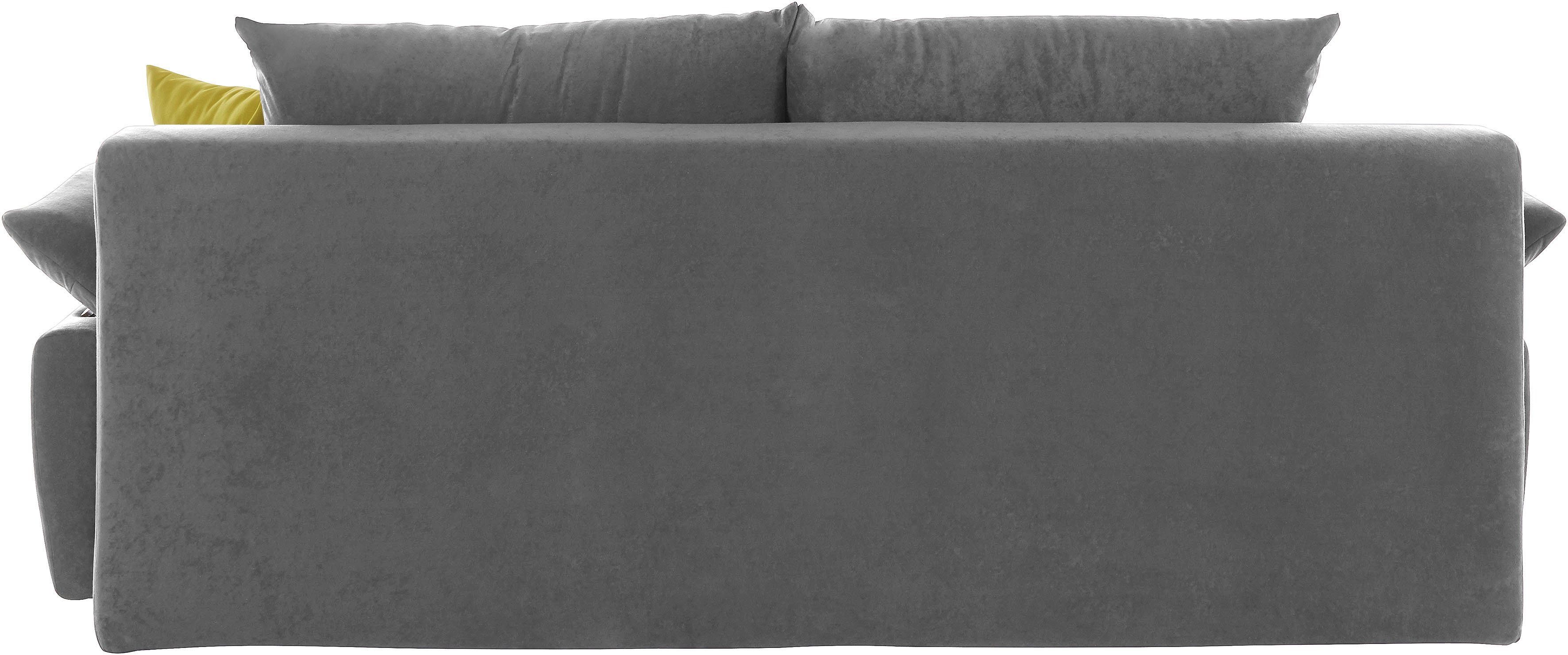 COLLECTION AB Schlafsofa Funtastic, B: 212 cm, Liegel. 145x187 cm, Bettfunktion, Bettkasten, Armteilverstellung & 1 Zierkissen, Federkern