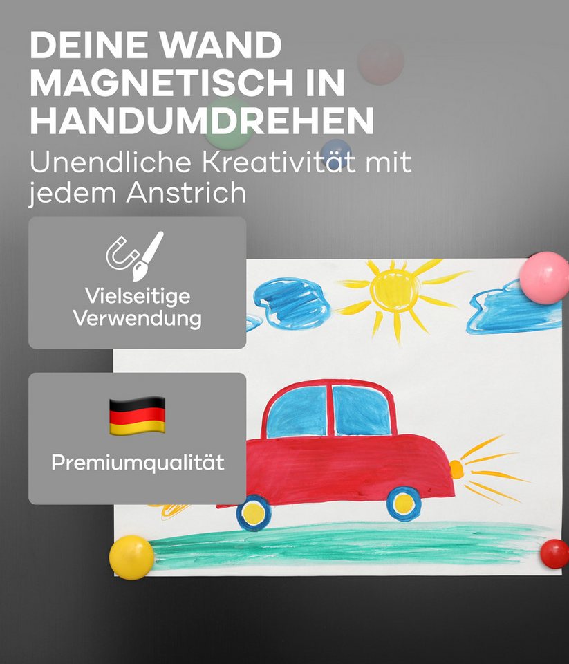 Thumbnail - plid Magnetfarbe Premium Magnetfarbe Magnet Magnetlack Magnetwand Set, Schnelltrocknend, Magnetisch