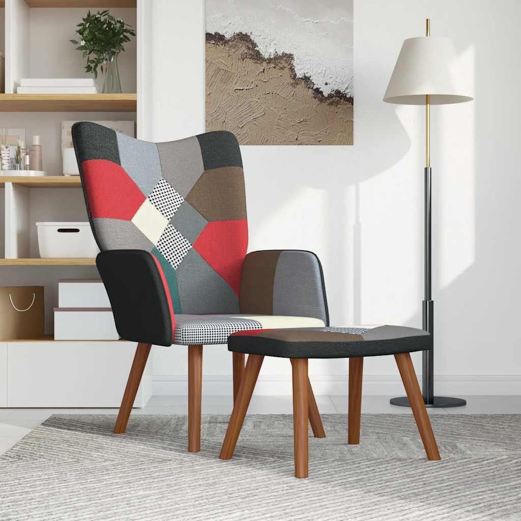 vidaXL Sessel Relaxsessel mit Hocker Patchwork günstig online kaufen