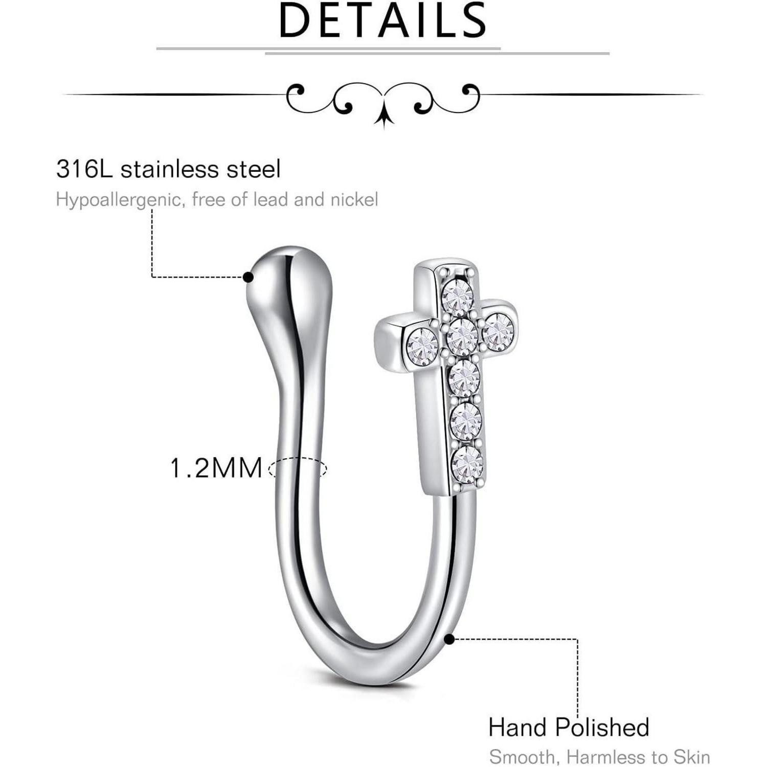 LuxusKollektion Nasenpiercing Nasenpiercing Septum Fake Clip Hoop Nasenring Damen 9 Stk Silber