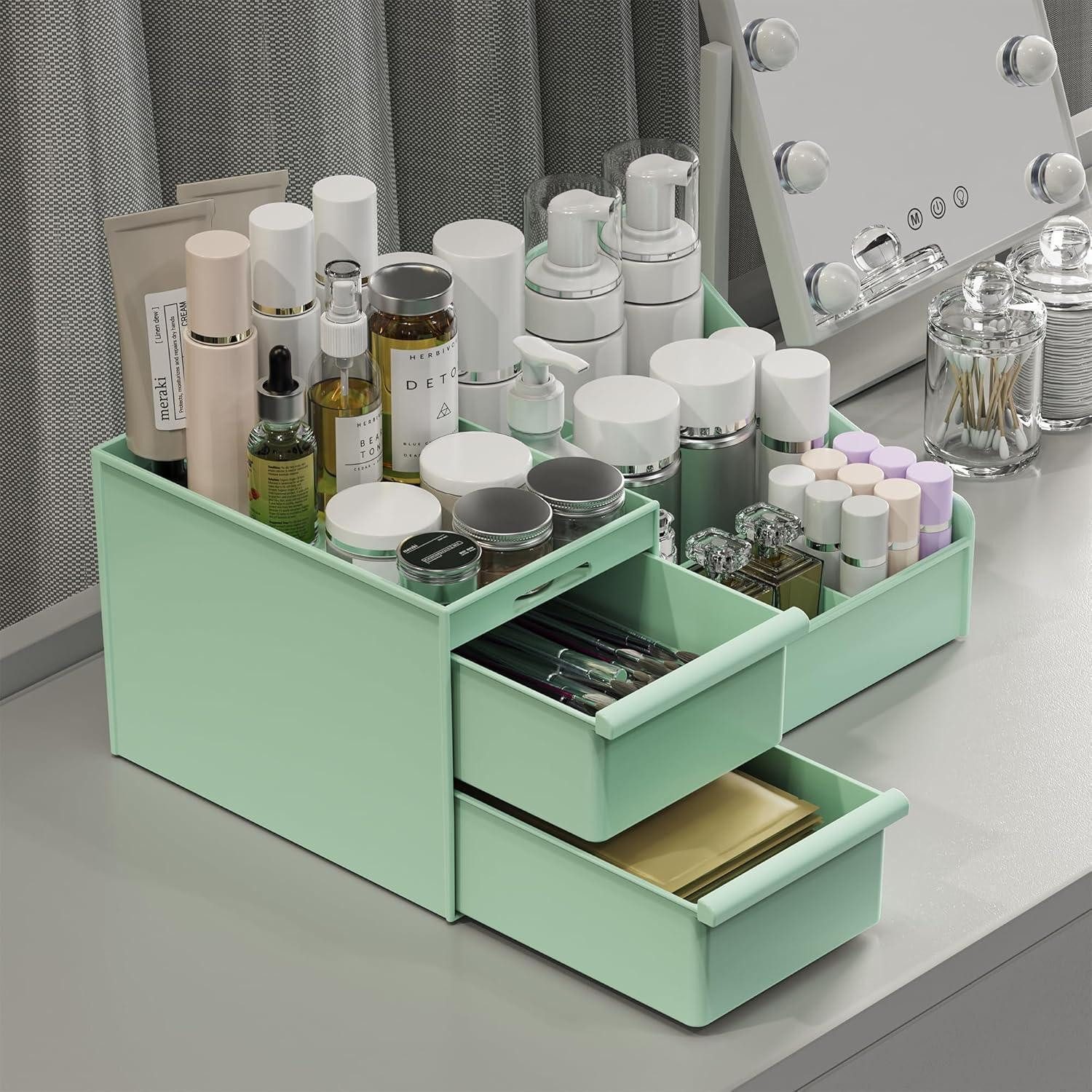 LuxusKollektion Make-Up Organizer Kosmetik Organizer Schubladen Schminktisch Badezimmer Grün
