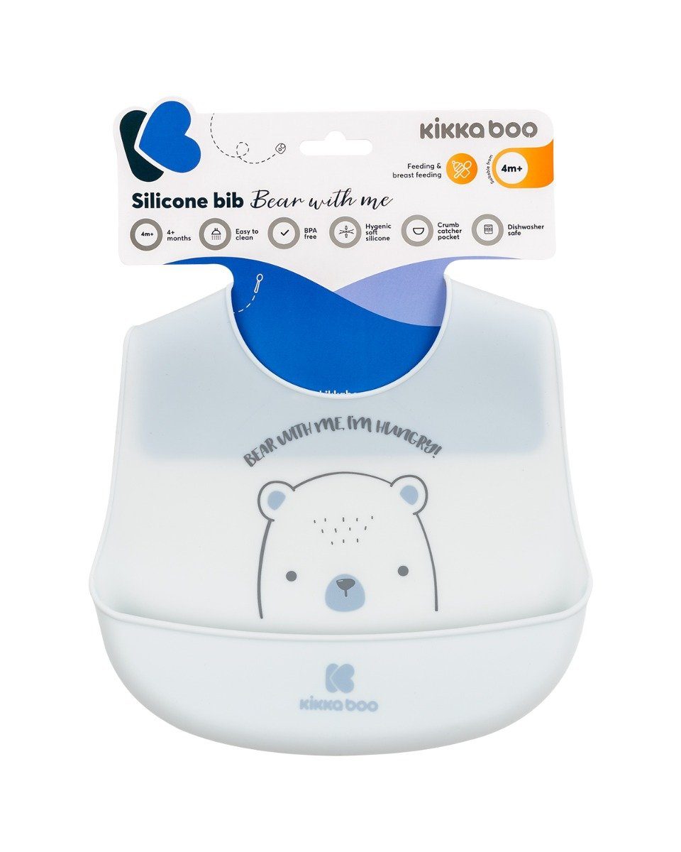 Krümelschutz, Kikkaboo wasserdicht blau Silikon, with integrierter Bear me Babylatz Lätzchen (1-St),