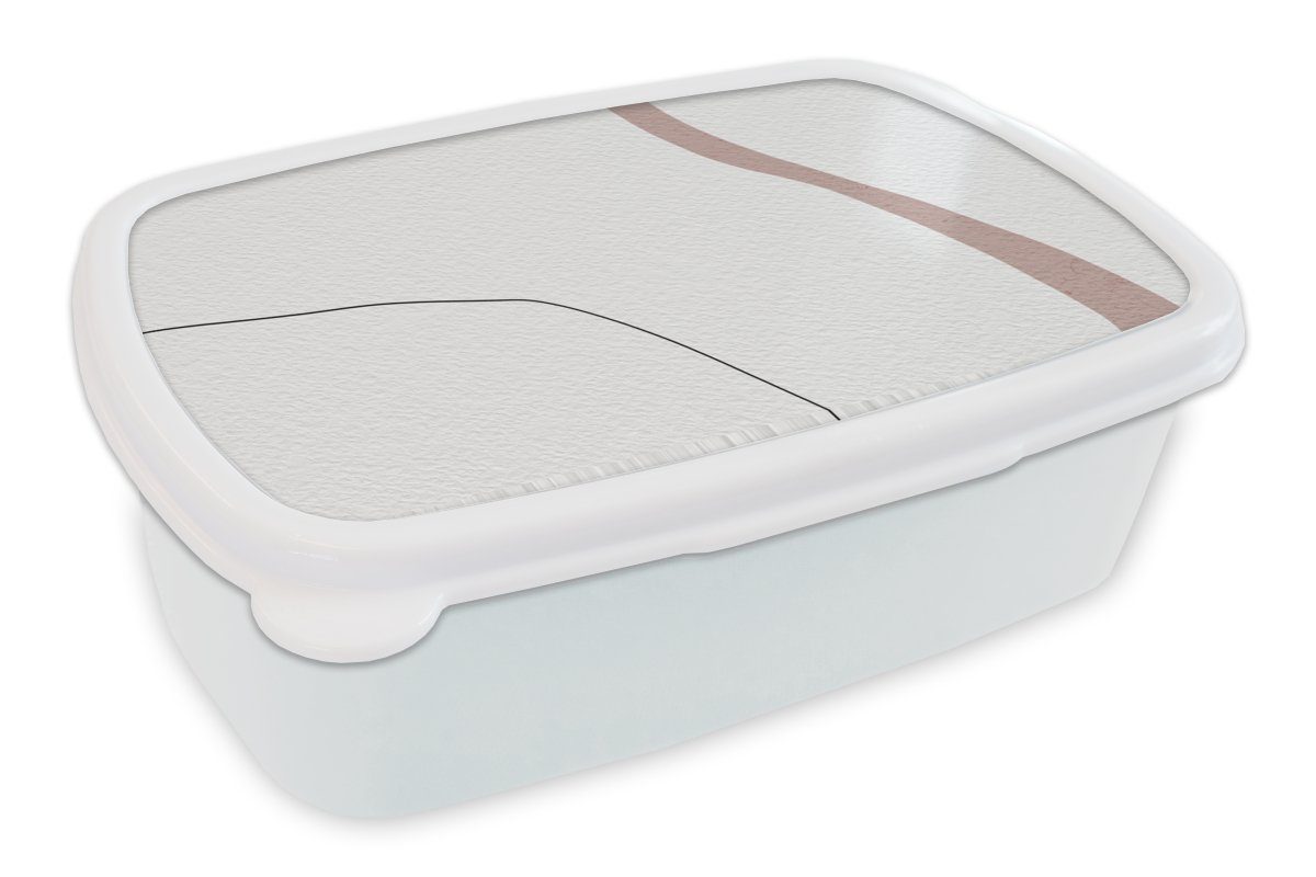 MuchoWow Lunchbox Linie - Pastell - Gestaltung, Kunststoff, (2-tlg), Brotbox für Kinder und Erwachsene, Brotdose, für Jungs und Mädchen weiß