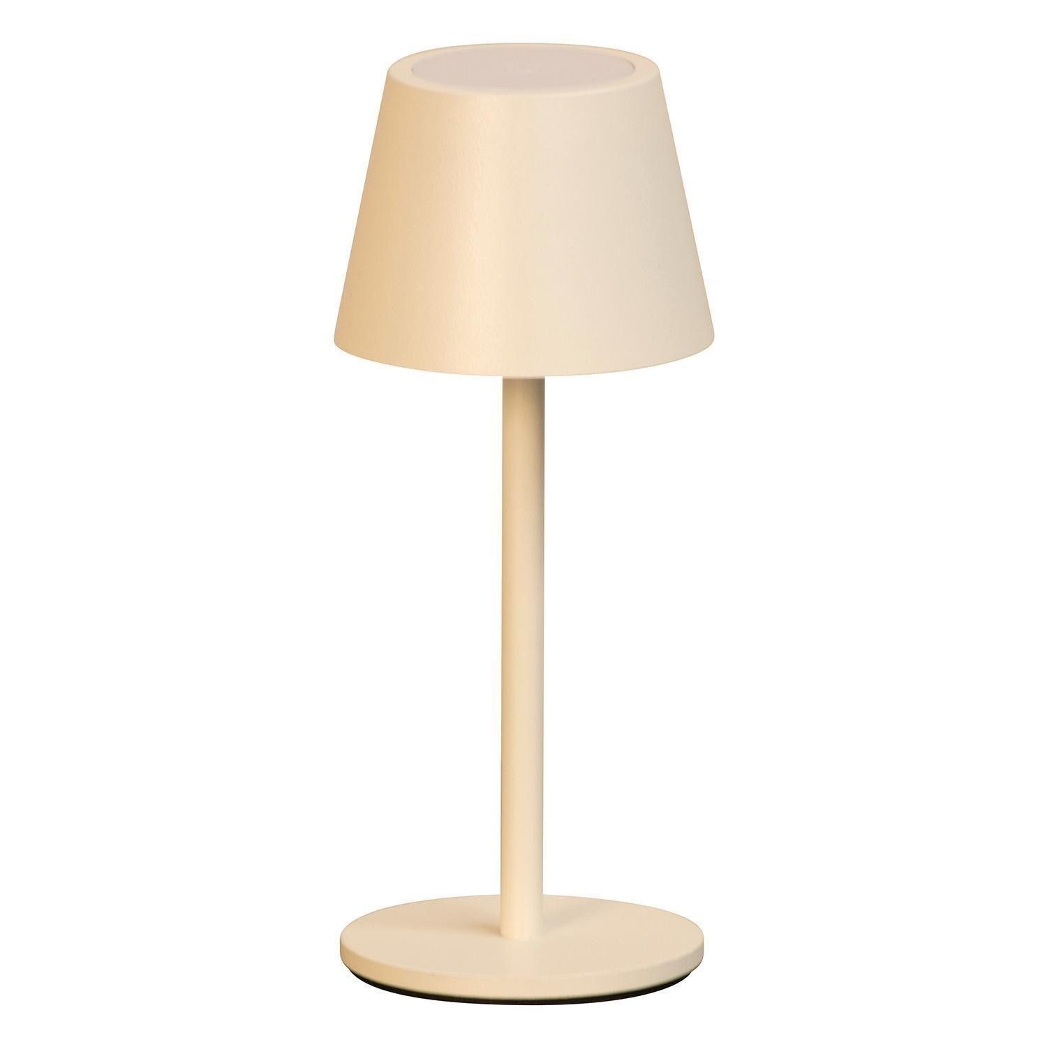 FH Lighting LED Tischleuchte SALERNO, Sandbeige, Metall, Akkubetrieben, Anpassung der Farbtemperatur, Dimmfunktion, LED fest integriert, Extra-Warmweiß, Neutralweiß, inkl. USB-Kabel, IP54 Spritzwassergeschützt, Ø 8,5 x H 20 cm