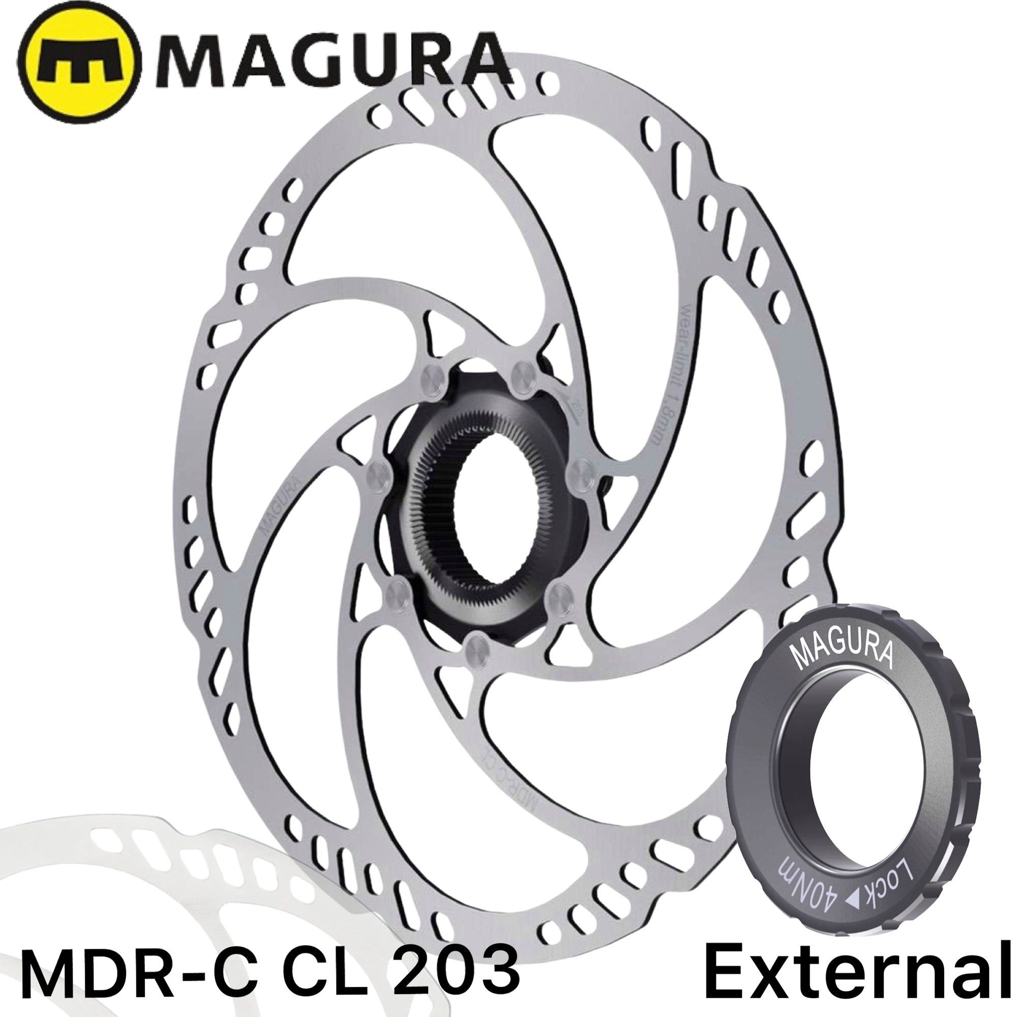 Magura Scheibenbremse Magura Bremsscheibe MDR-C CL Center Lock für Steckachse Ø 203mm