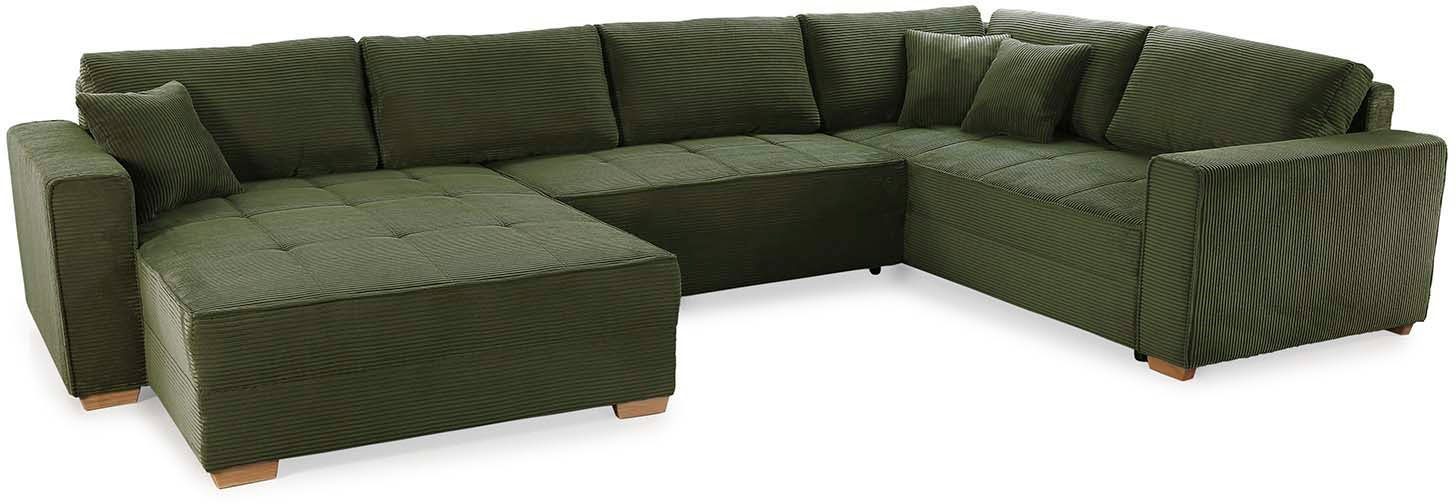 Jockenhöfer Gruppe Wohnlandschaft Brixen U-Form, B: 379 cm, mit Bettfunktion, Bettkasten & Zierkissen