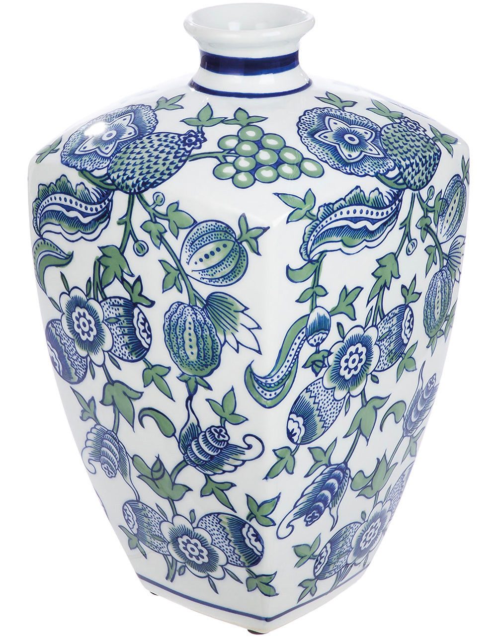 Dekovase Vase Fayencen, eckig, aus Keramik, Höhe ca. 31 cm