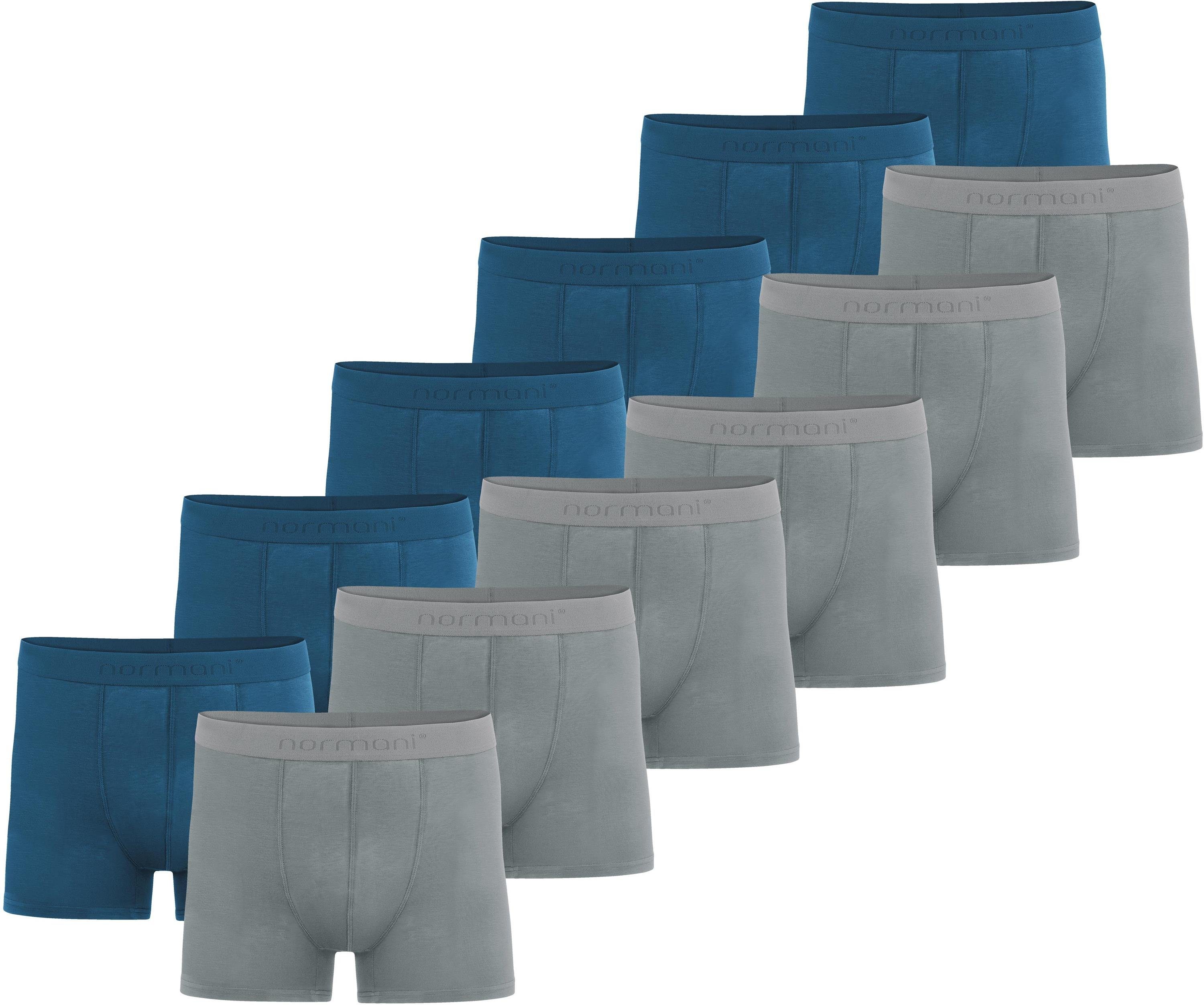 normani Boxershorts 12 Herren Bambus-Boxershorts Unterhosen für Männer aus weicher Viskose Anthrazit/Dunkelblau