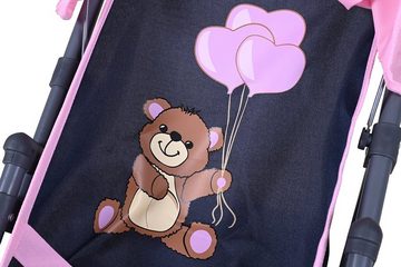 Knorrtoys® Puppenbuggy Liba - Navy Pink Bear