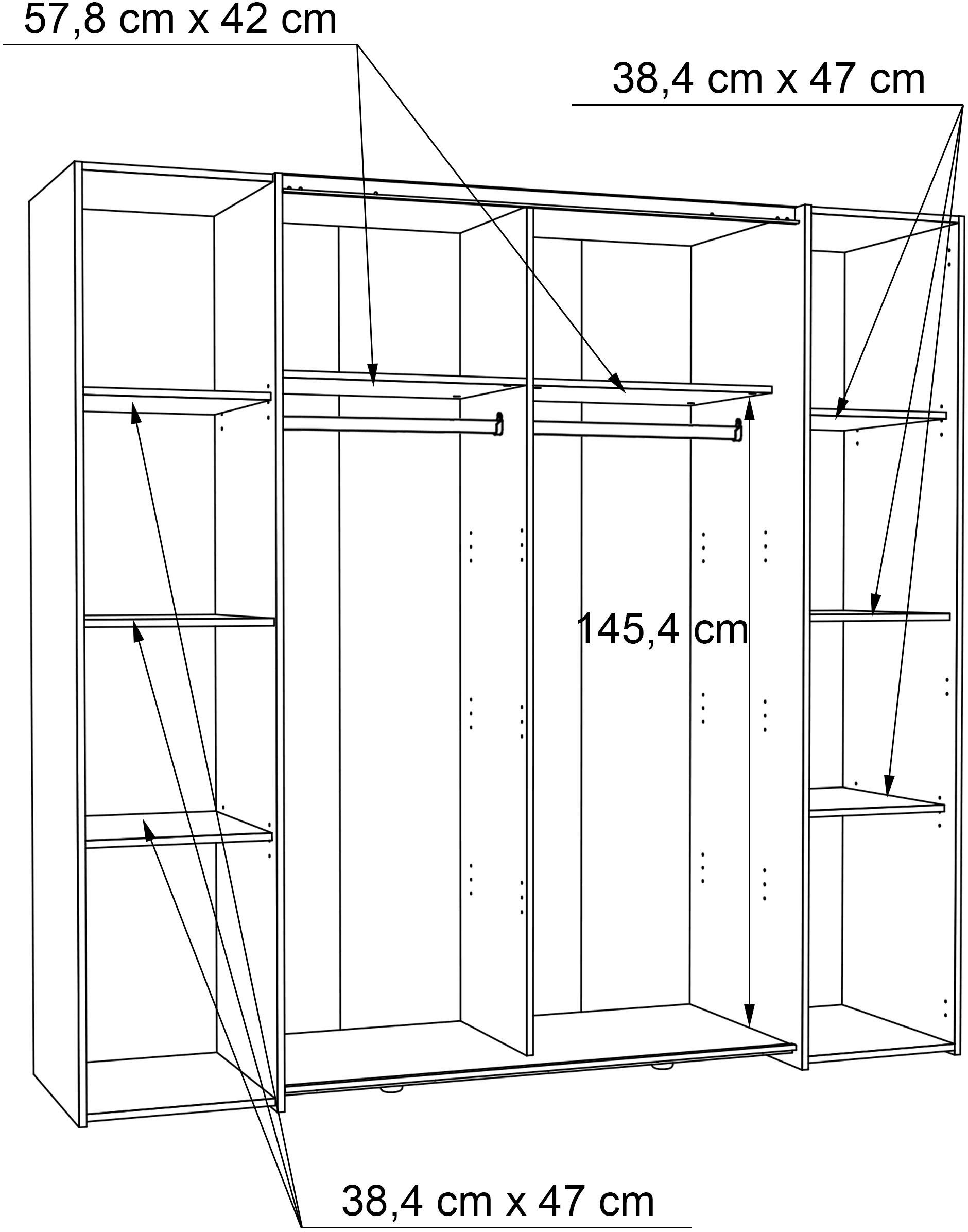 FORTE Kleiderschrank Kalixtus Kombination aus Old-Wood Dreh- / Schwebetüren, Einlegeböden Old-Wood | Vintage Dunkelgrau Vintage Betontopik 8 und