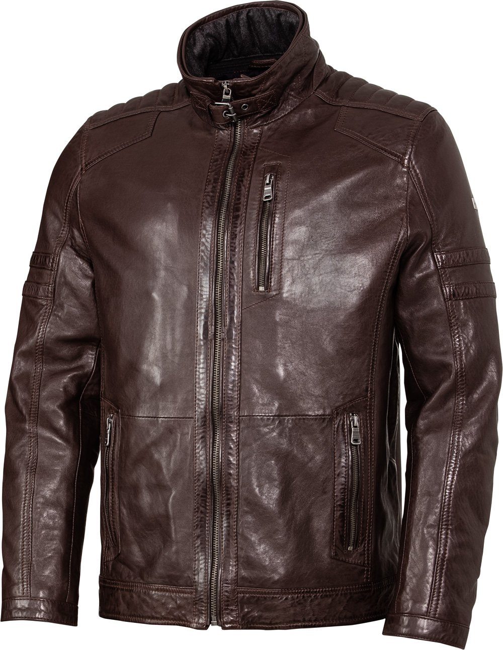 Ross & Cole Lederjacke mit Stehkragen