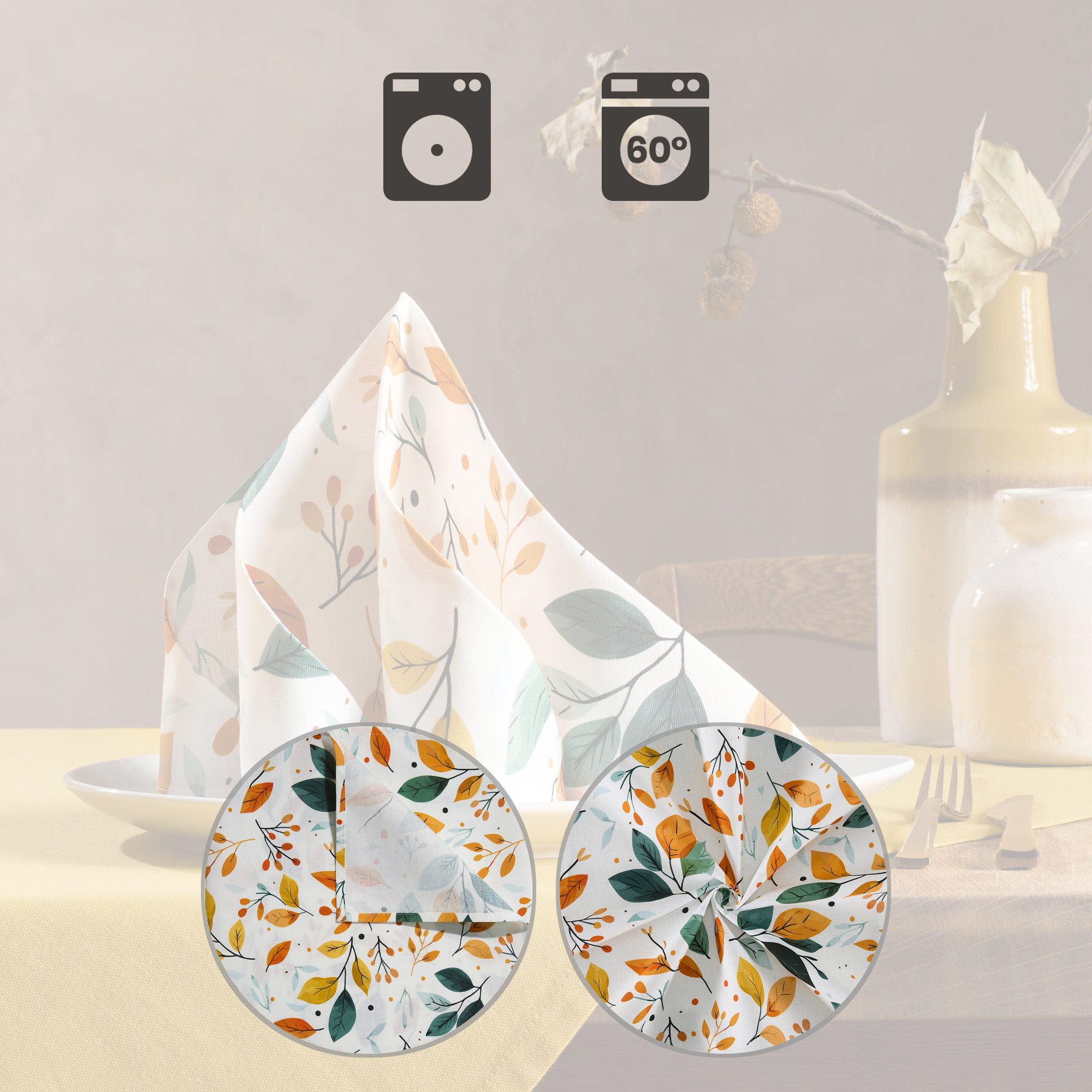 REDBEST Stoffserviette Serviette 6er-Pack, Baumwolle Blatt