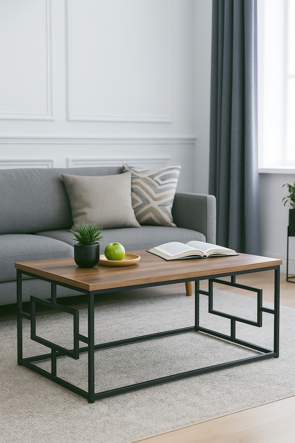 moebel-direkt-online Couchtisch Couchtisch im Industrial-Stil mit Holzdekor eichefarben