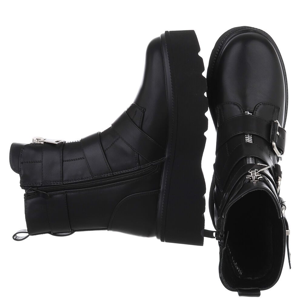Ital-Design Trendige Boots mit Plateau und Schnallen für Damen Plateaustief günstig online kaufen