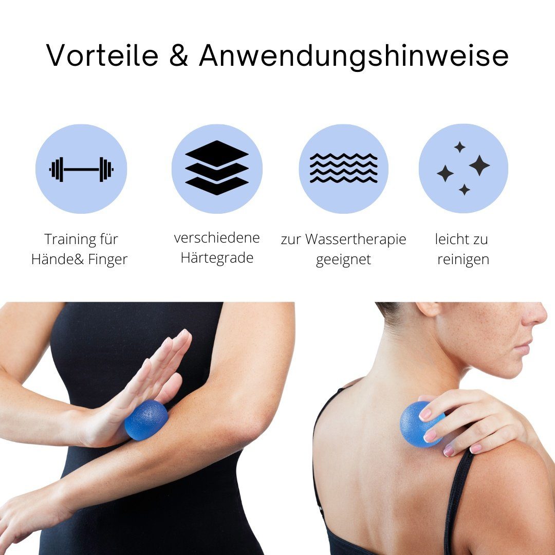Medosan Massageball Faszienbälle 3er-Set, verschiedene Härtegrade, Therapiebälle, steigert die Beweglichkeit und Flexibilität von Händen und Fingern – Bild 4 von 5