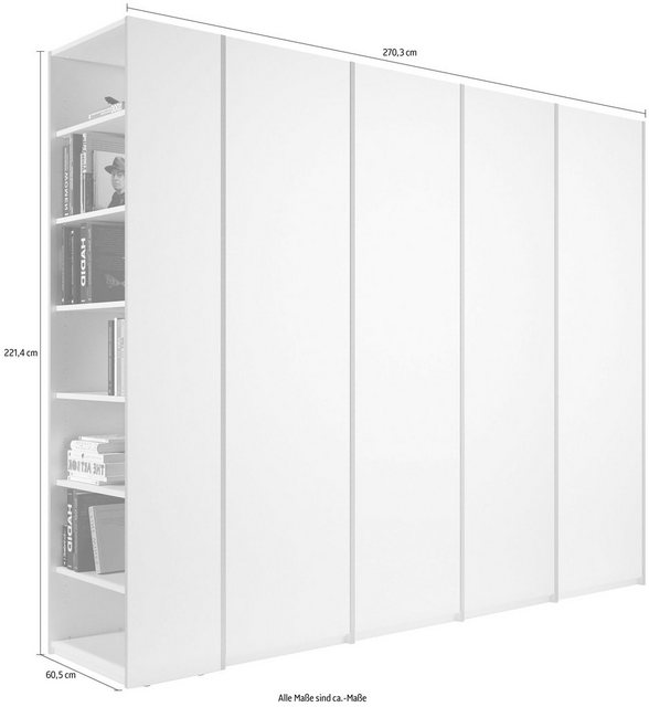 Müller SMALL LIVING Drehtürenschrank »Modular Plus Variante 7« mit drei Anbauelementen, inklusive links oder rechts montierbarem Seitenregal-Otto