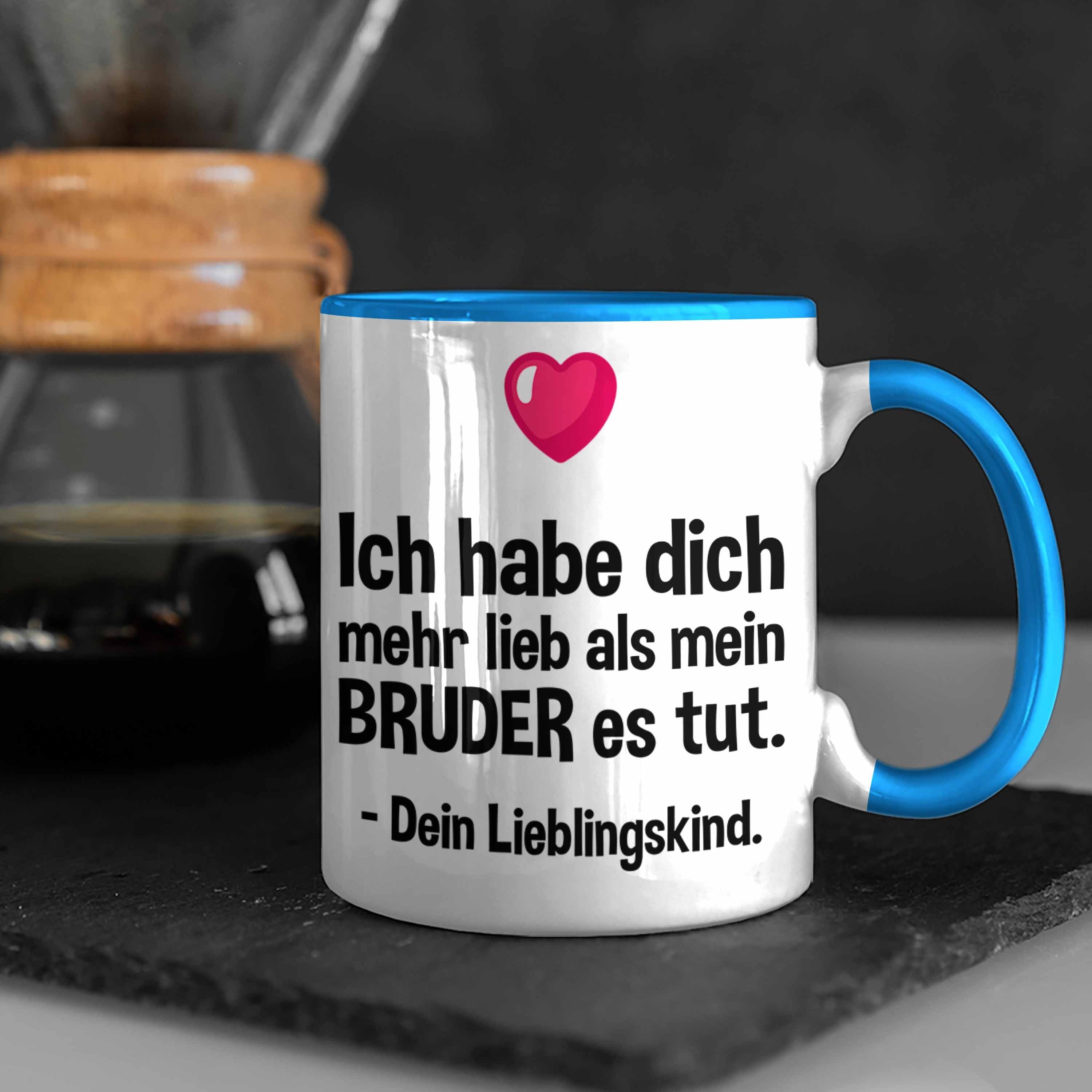 Trendation Sohn Vatertag Tasse Lieblingskind Tasse Muttertag Kinder Tochter von mit Spruch Tasse Trendation Geschenk - Mama Blau