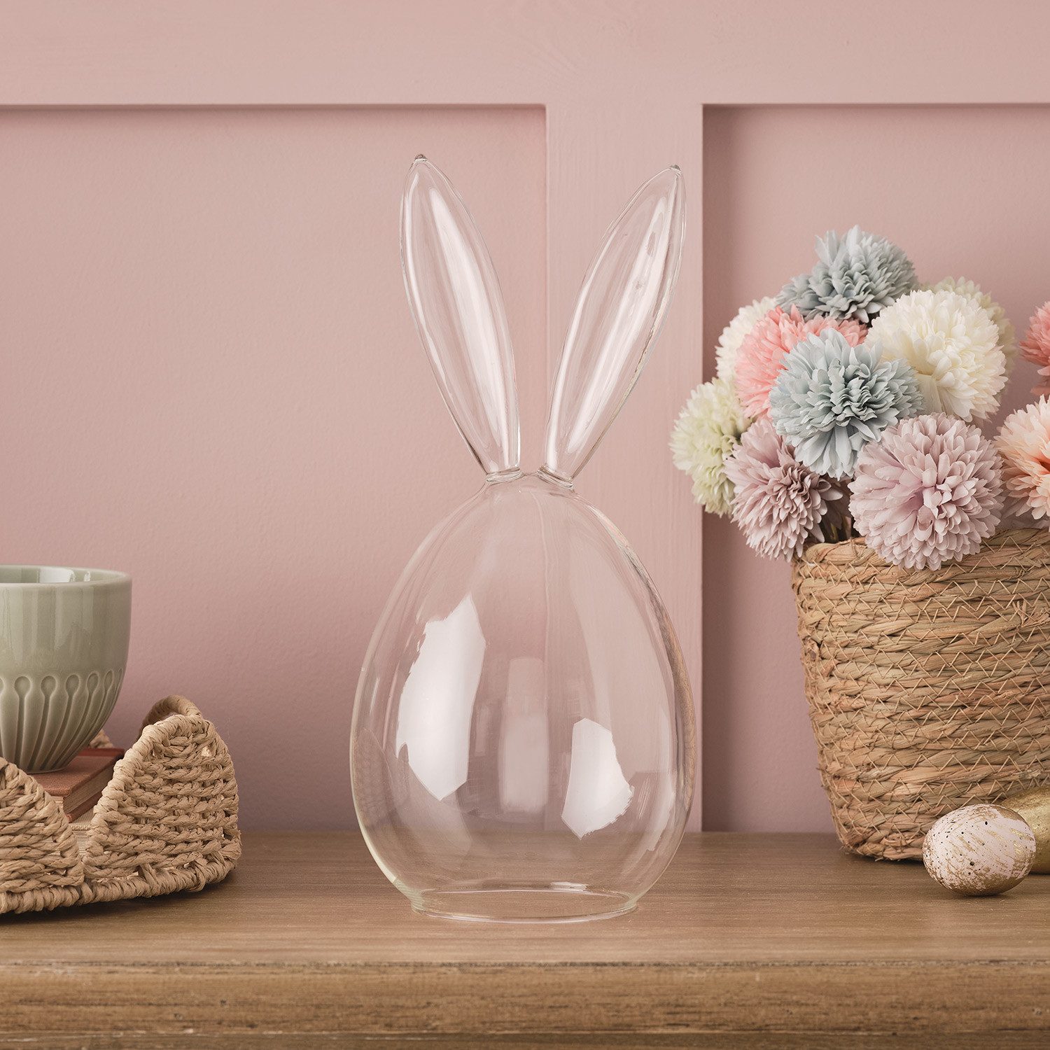 Lights4fun Osterhase Osterhasen-Deko Glaskuppel